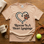 Rescue Is A Heart Language Animal Rescue T-Shirt - Tattoo Badge