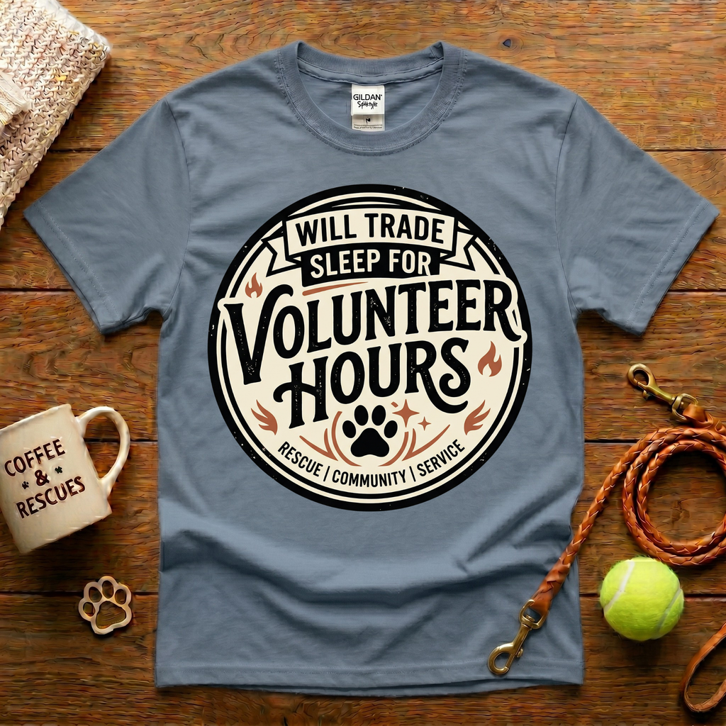 Will Trade Sleep For Volunteer Hours Animal Rescue T-Shirt - Tattoo Badge