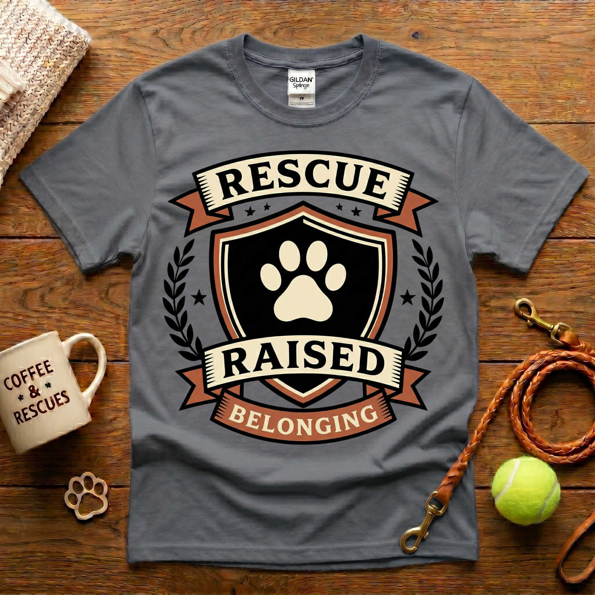 Rescue Raised Animal Rescue T-Shirt - Tattoo Badge