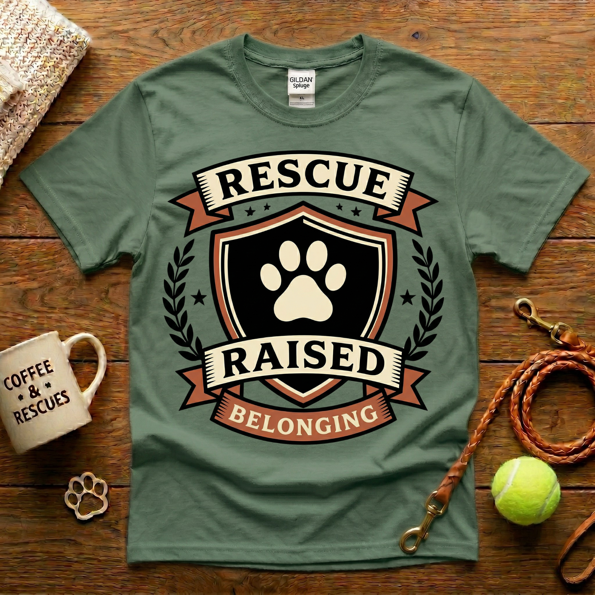 Rescue Raised Animal Rescue T-Shirt - Tattoo Badge