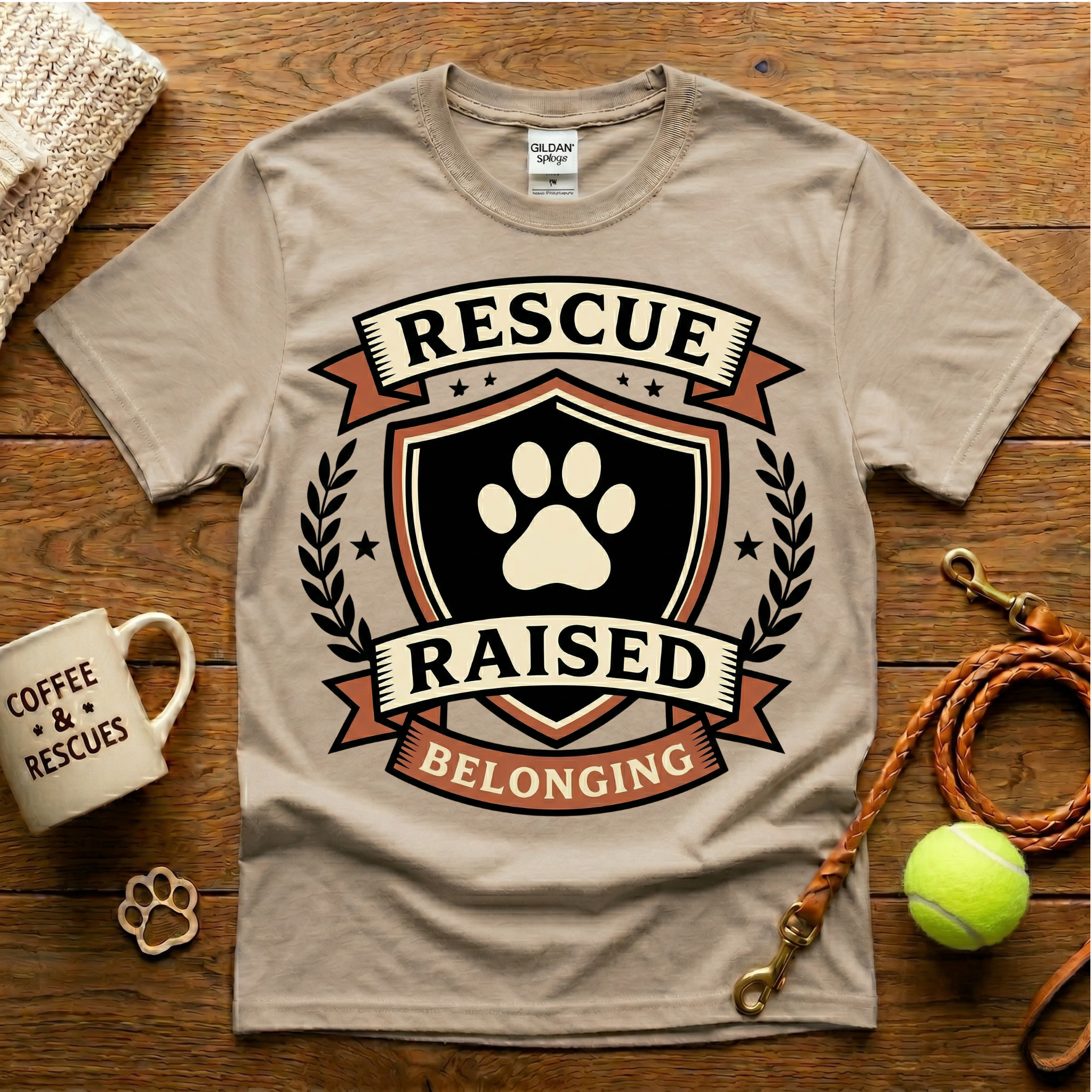 Rescue Raised Animal Rescue T-Shirt - Tattoo Badge