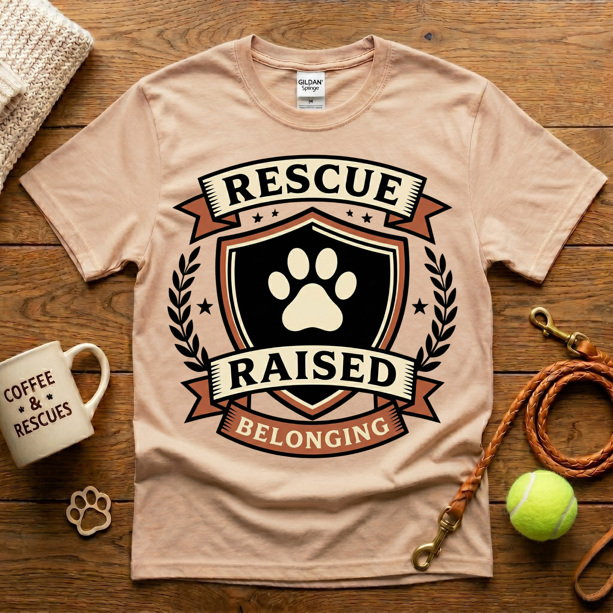 Rescue Raised Animal Rescue T-Shirt - Tattoo Badge