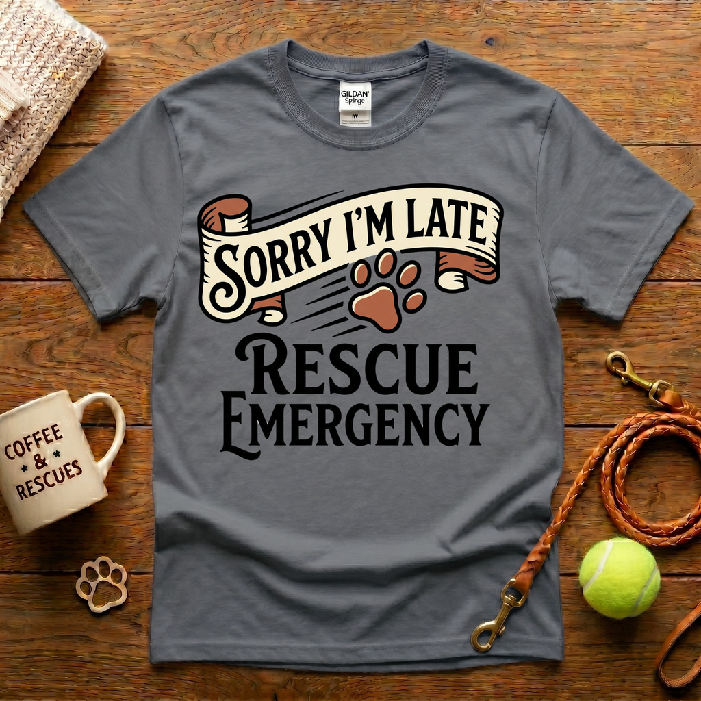 Sorry I'm Late Rescue Emergency Animal Rescue T-Shirt - Tattoo Badge