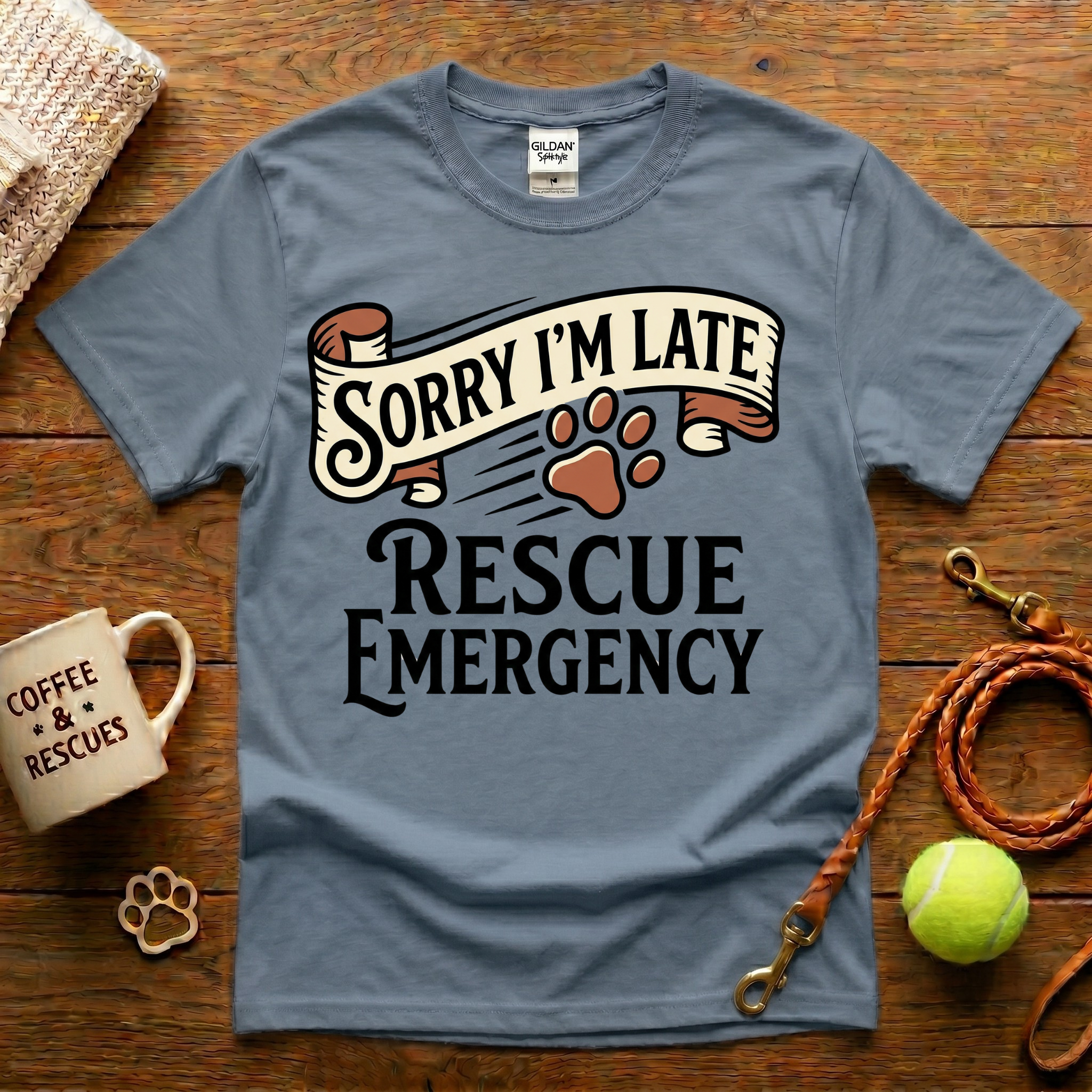 Sorry I'm Late Rescue Emergency Animal Rescue T-Shirt - Tattoo Badge