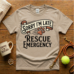 Sorry I'm Late Rescue Emergency Animal Rescue T-Shirt - Tattoo Badge