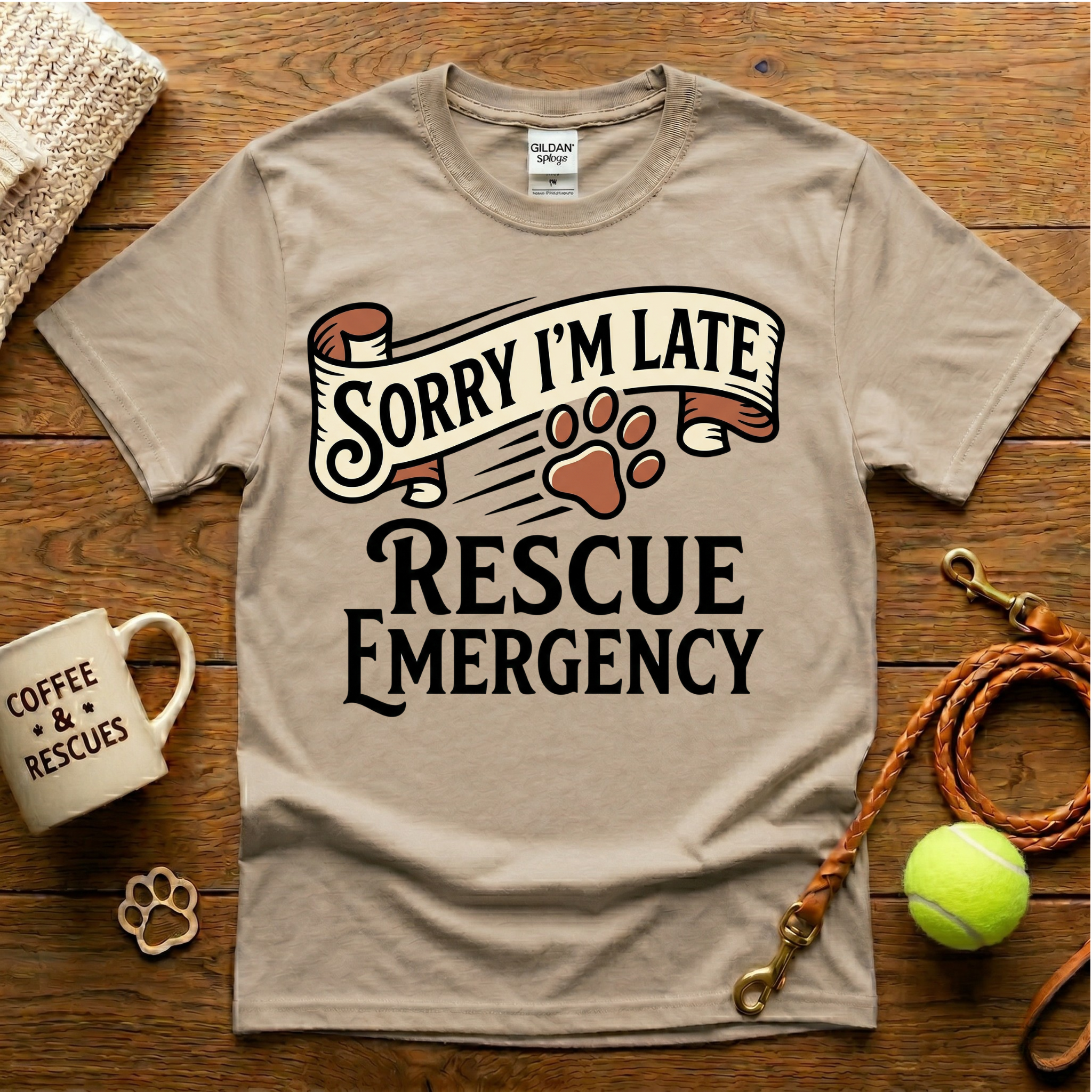 Sorry I'm Late Rescue Emergency Animal Rescue T-Shirt - Tattoo Badge
