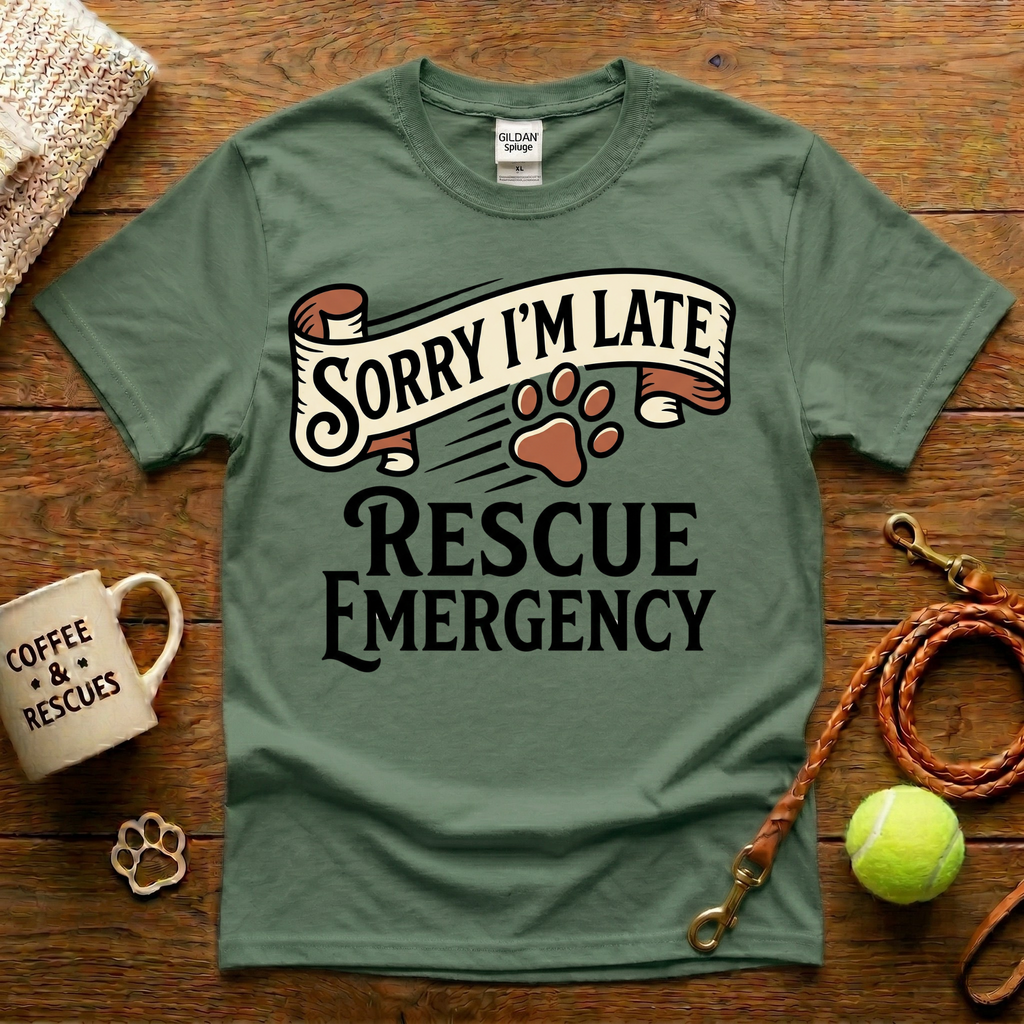 Sorry I'm Late Rescue Emergency Animal Rescue T-Shirt - Tattoo Badge