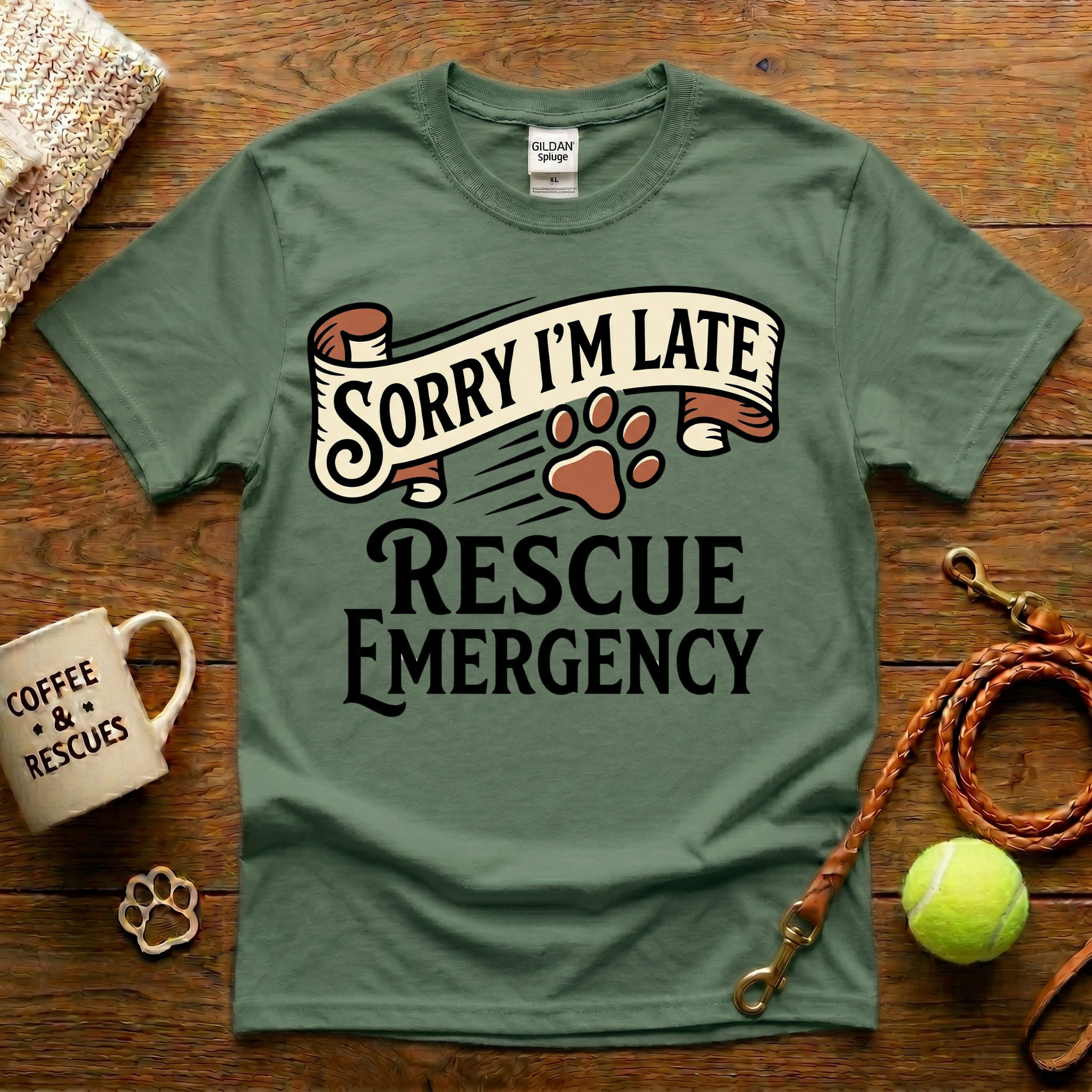 Sorry I'm Late Rescue Emergency Animal Rescue T-Shirt - Tattoo Badge