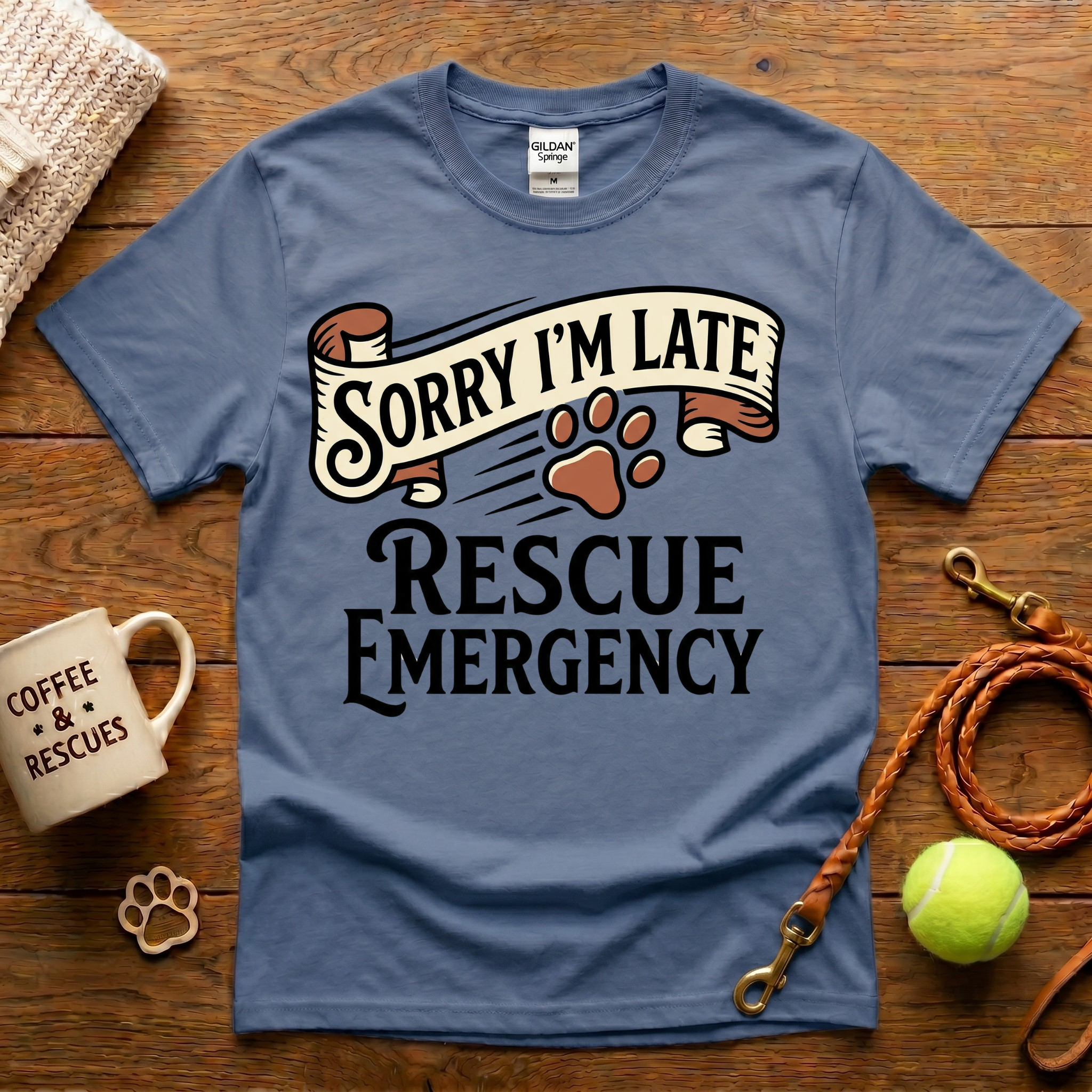 Sorry I'm Late Rescue Emergency Animal Rescue T-Shirt - Tattoo Badge