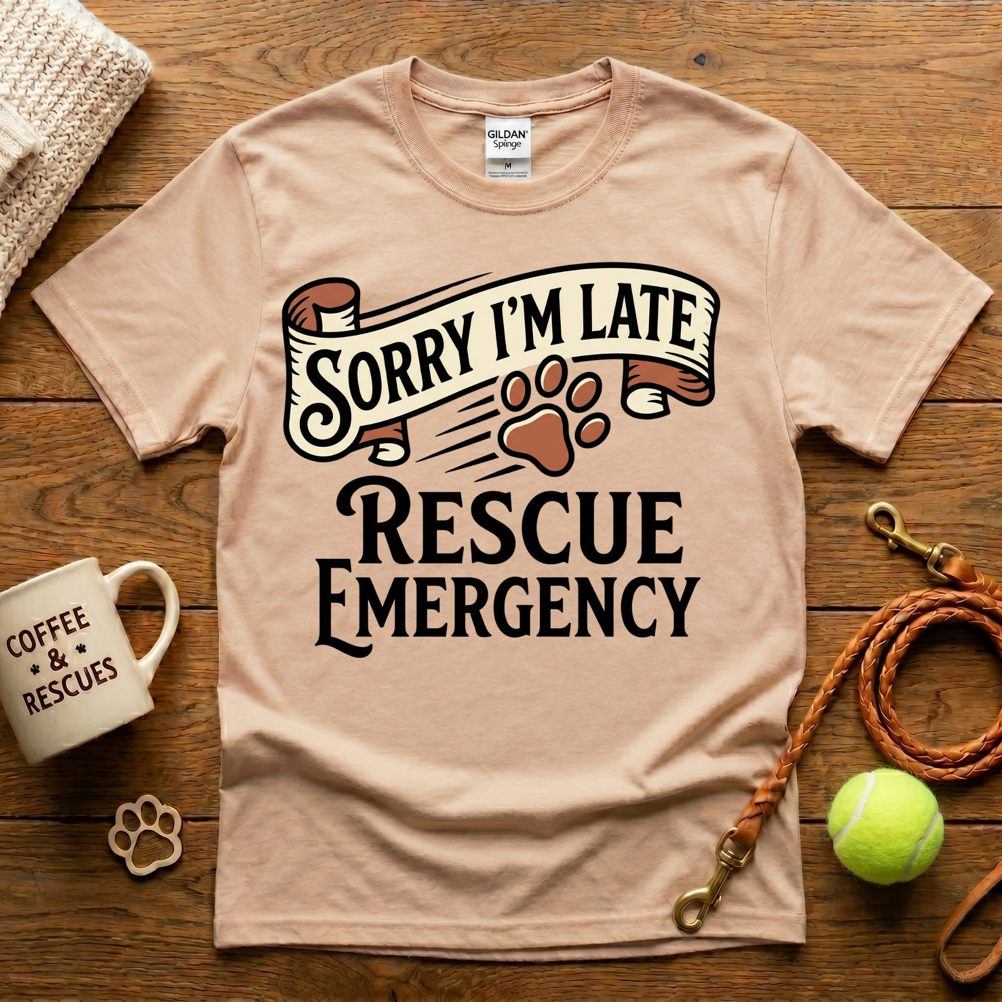 Sorry I'm Late Rescue Emergency Animal Rescue T-Shirt - Tattoo Badge