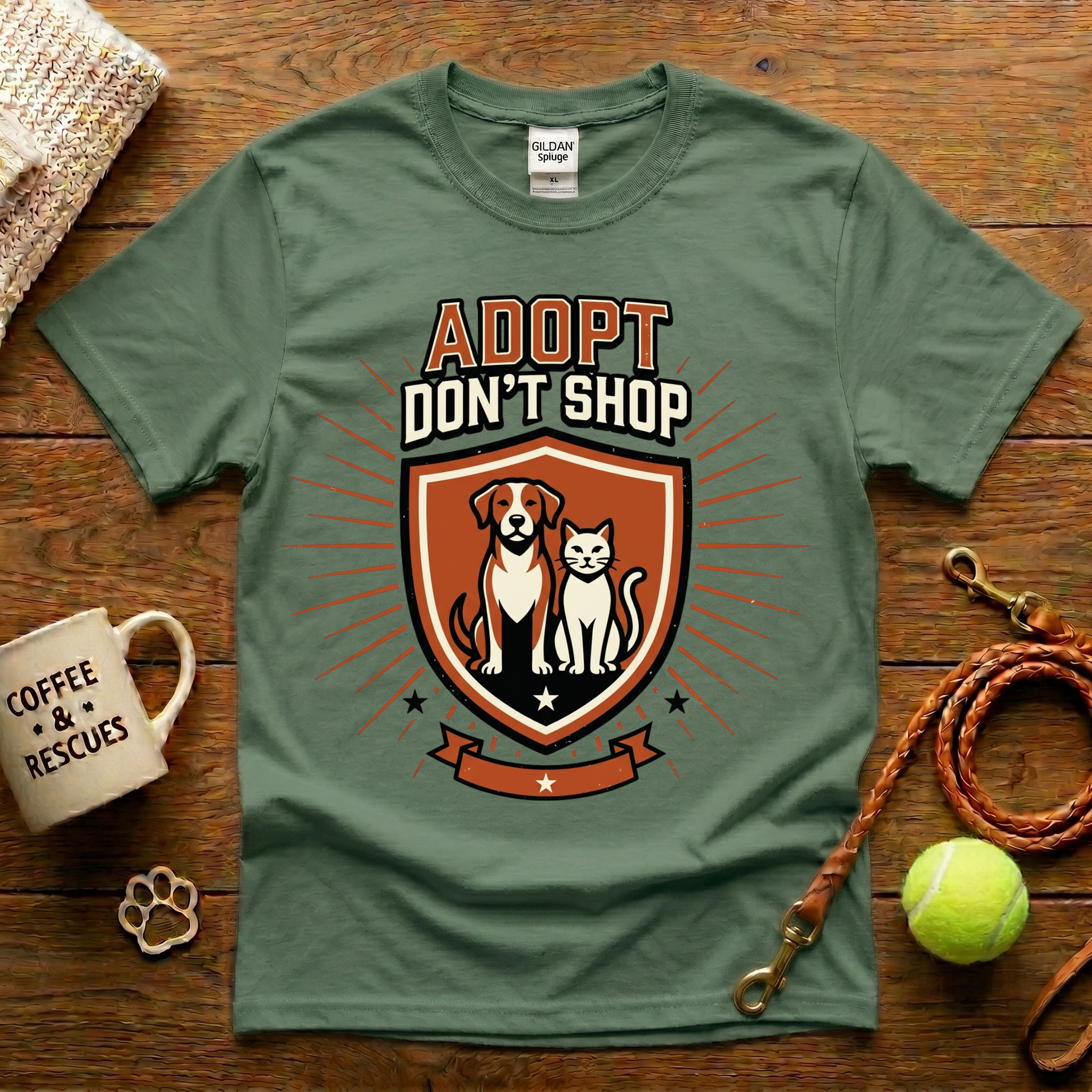 Adopt Don't Shop Animal Rescue T-Shirt - Tattoo Badge