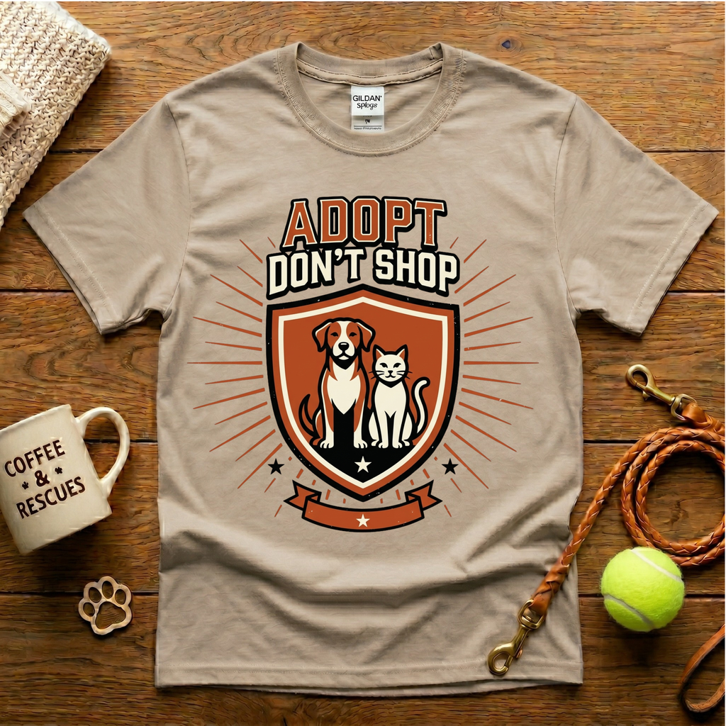Adopt Don't Shop Animal Rescue T-Shirt - Tattoo Badge