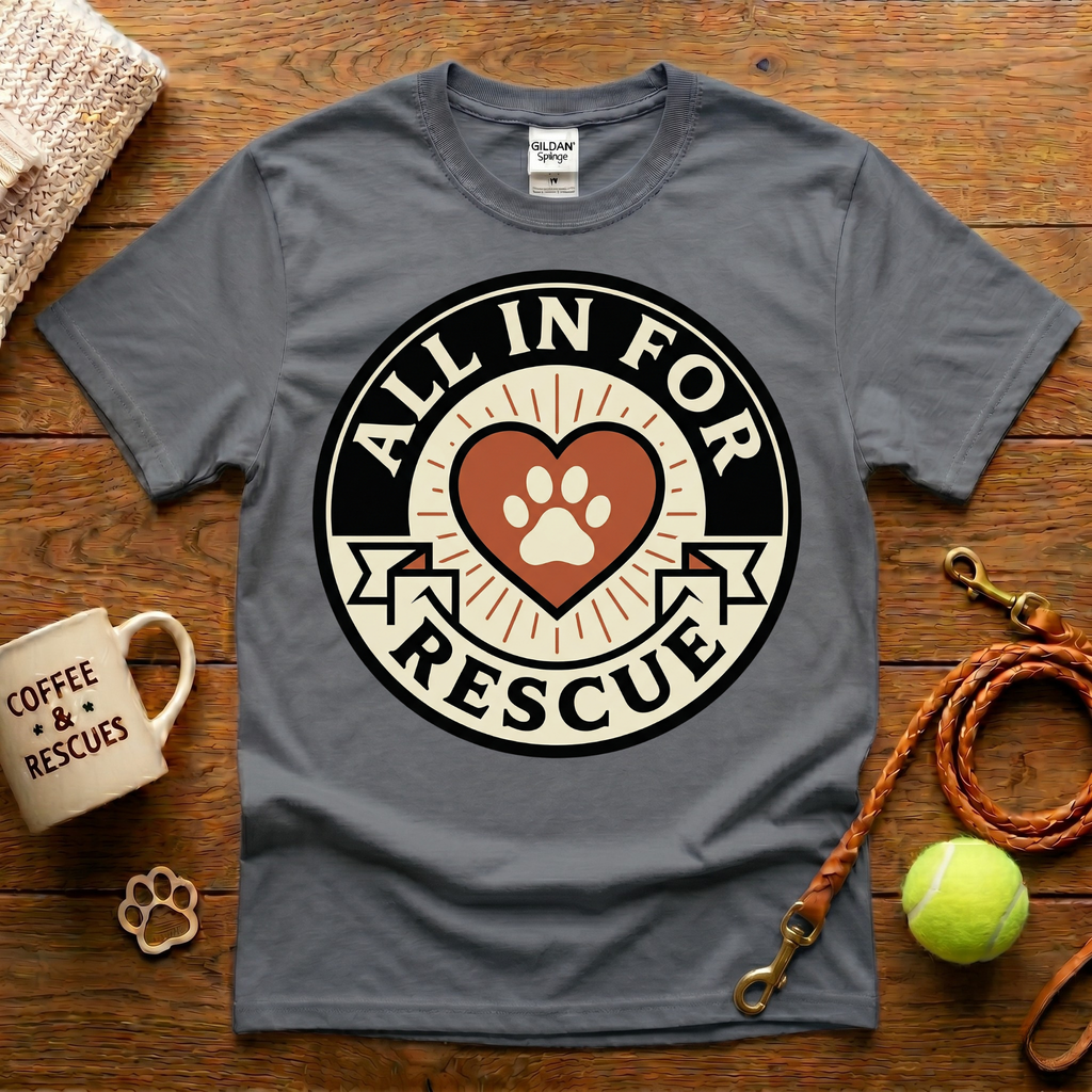 All In For Rescue Animal Rescue T-Shirt - Tattoo Badge