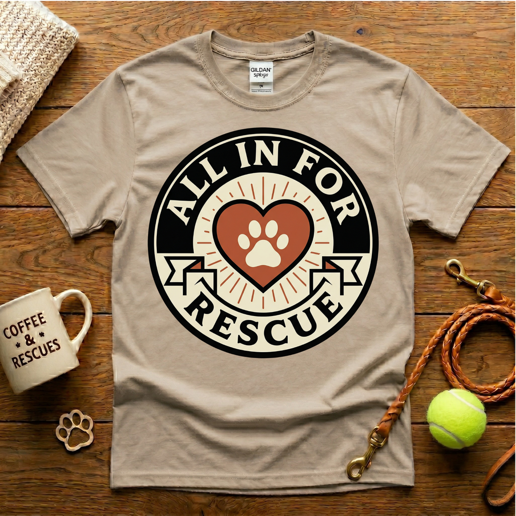 All In For Rescue Animal Rescue T-Shirt - Tattoo Badge