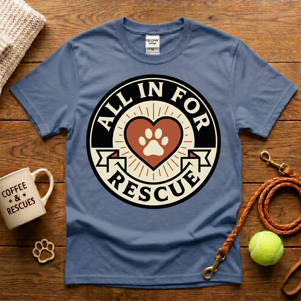 All In For Rescue Animal Rescue T-Shirt - Tattoo Badge