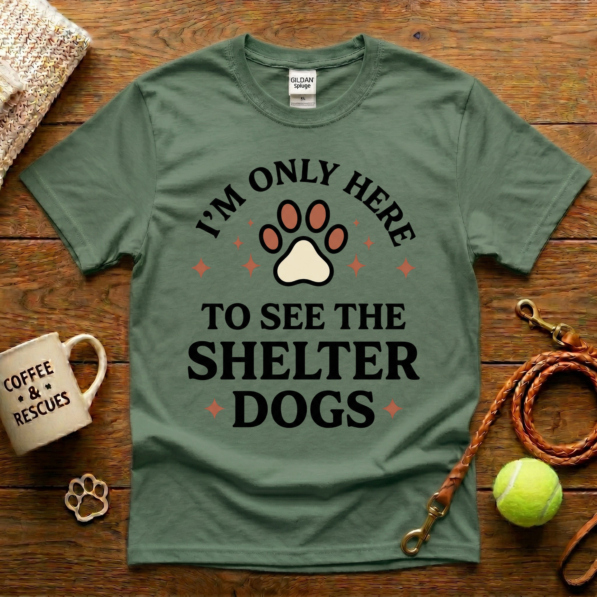 I'm Only Here To See The Shelter Dogs Animal Rescue T-Shirt - Tattoo Badge