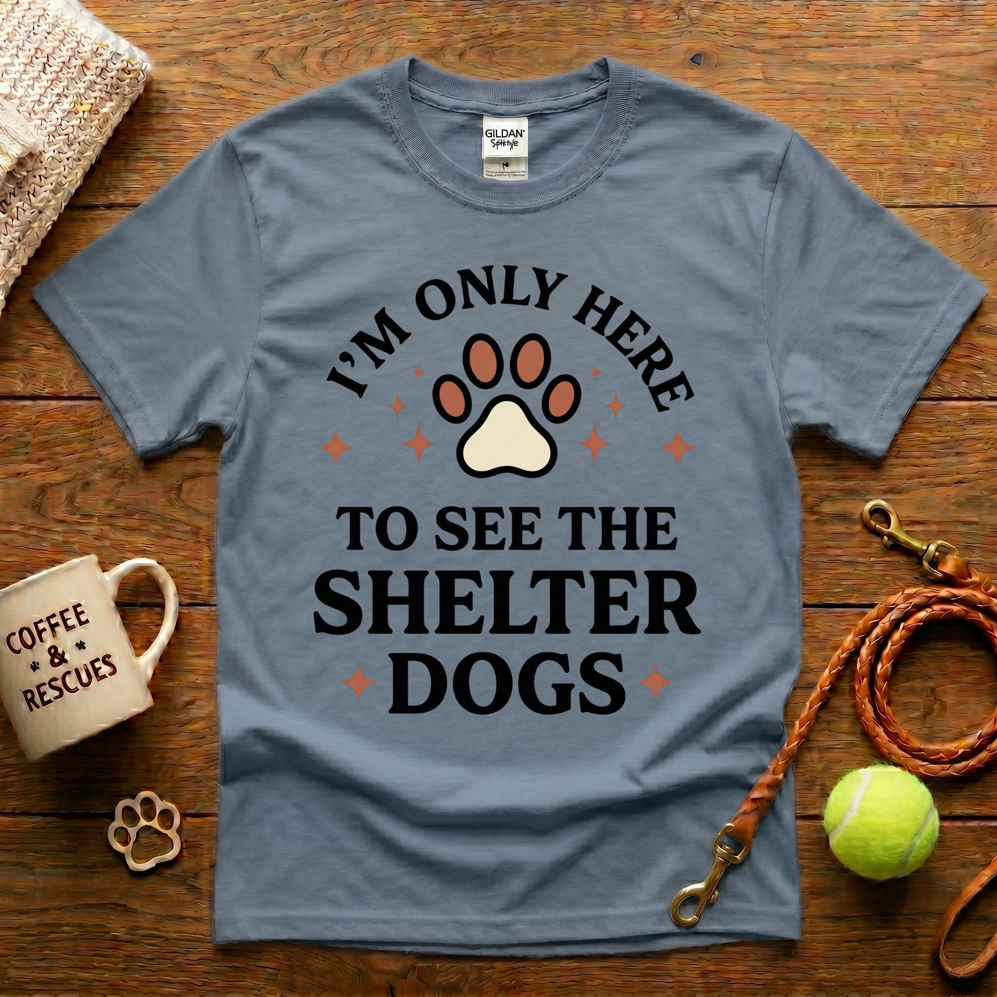 I'm Only Here To See The Shelter Dogs Animal Rescue T-Shirt - Tattoo Badge