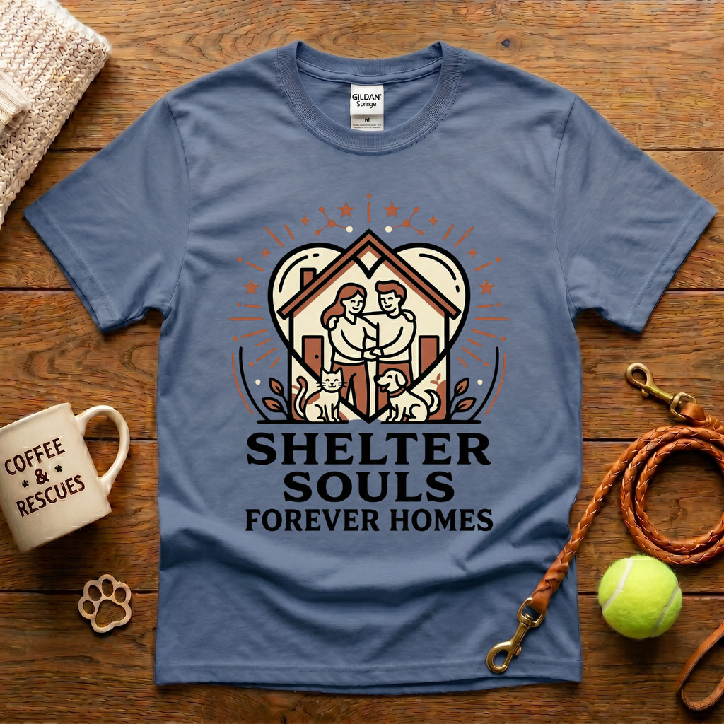 Shelter Souls Forever Homes Animal Rescue T-Shirt - Tattoo Badge