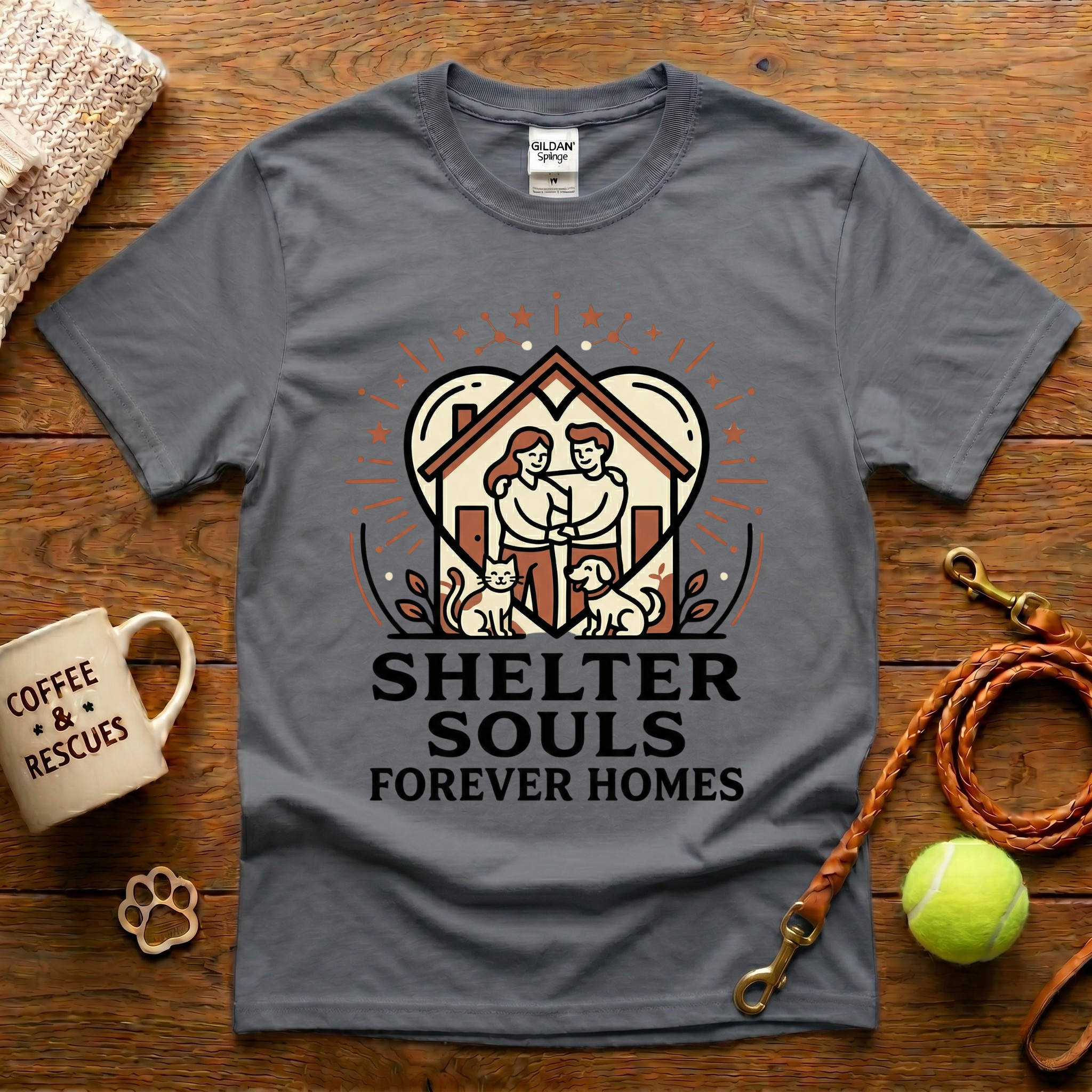 Shelter Souls Forever Homes Animal Rescue T-Shirt - Tattoo Badge