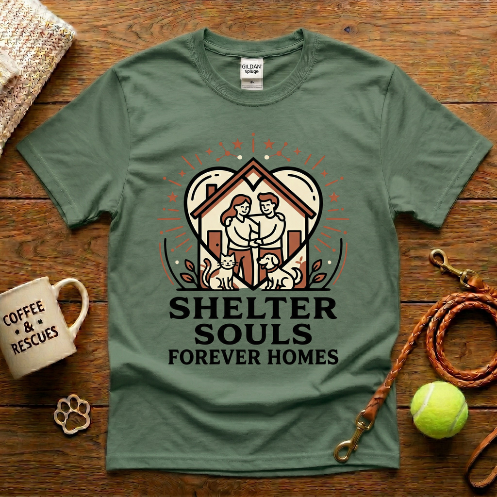 Shelter Souls Forever Homes Animal Rescue T-Shirt - Tattoo Badge