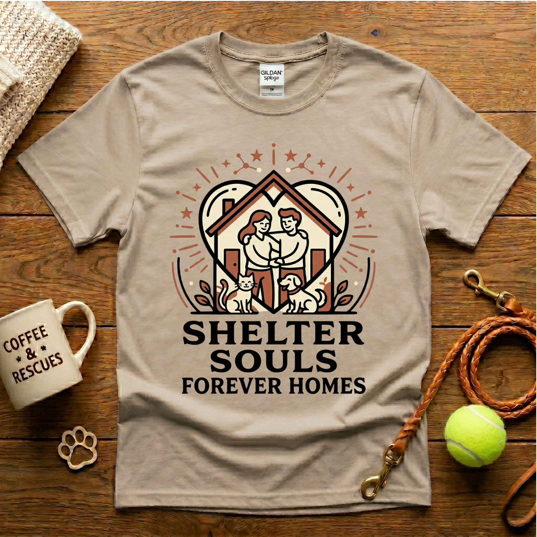 Shelter Souls Forever Homes Animal Rescue T-Shirt - Tattoo Badge