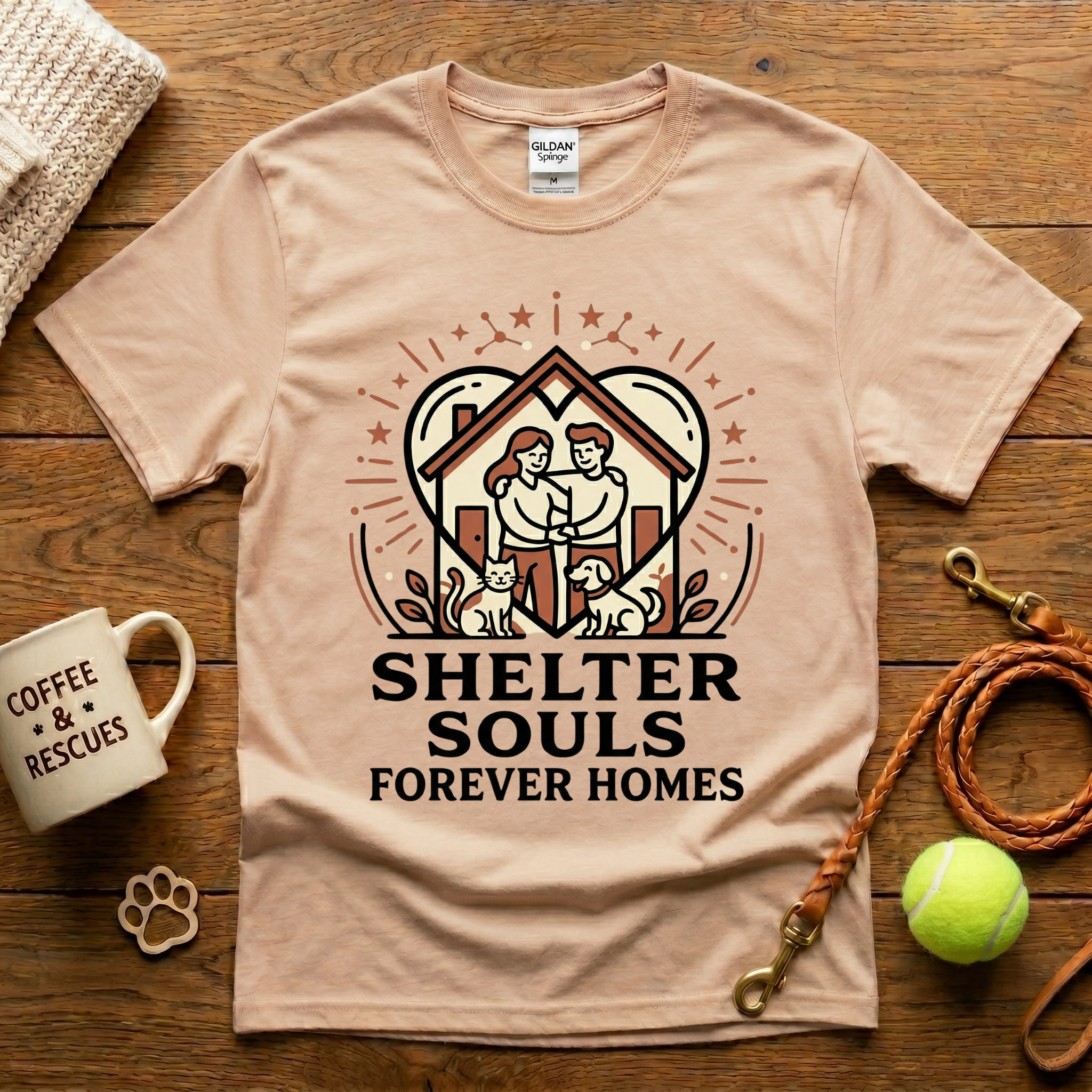 Shelter Souls Forever Homes Animal Rescue T-Shirt - Tattoo Badge
