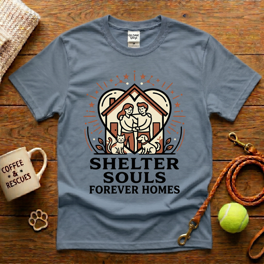 Shelter Souls Forever Homes Animal Rescue T-Shirt - Tattoo Badge