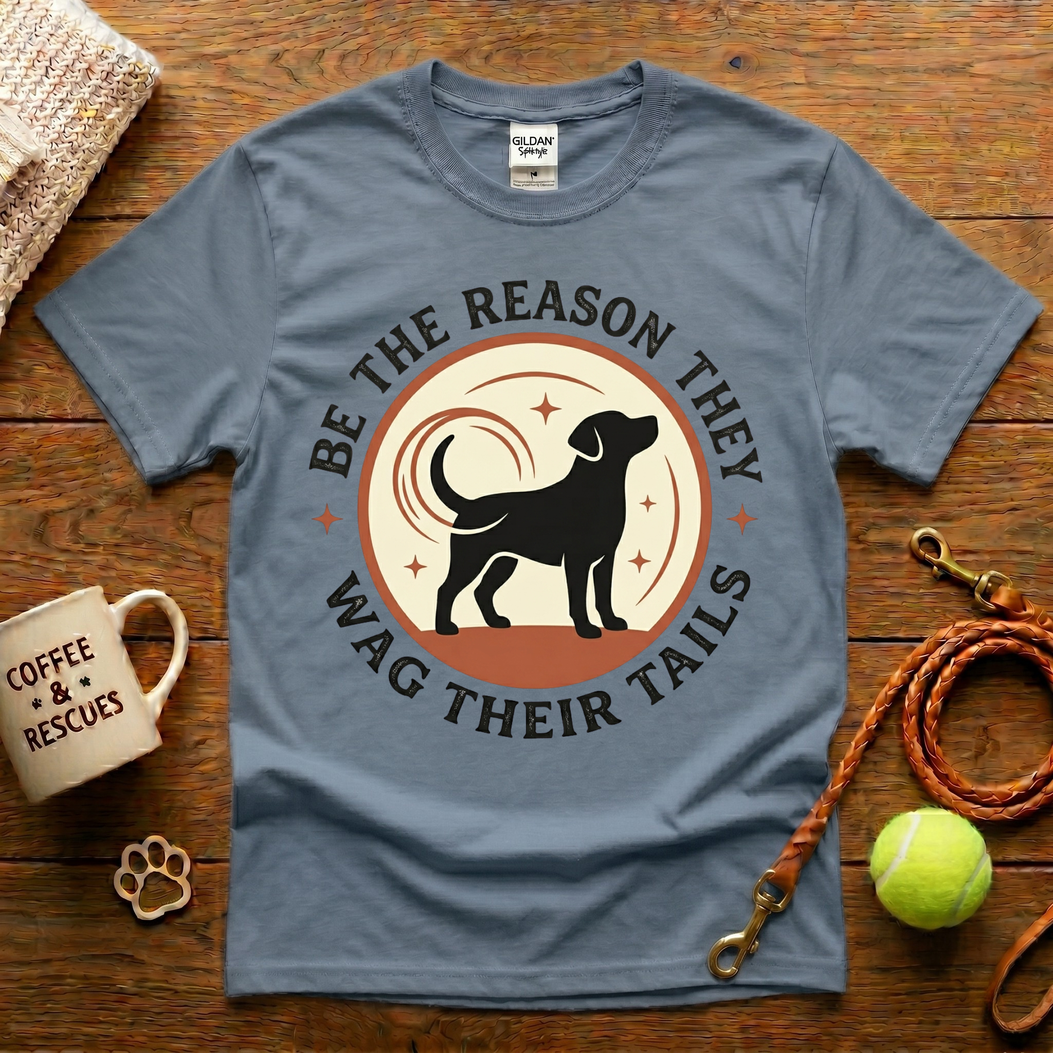 Be The Reason They Wag Their Tails Animal Rescue T-Shirt - Tattoo Badge