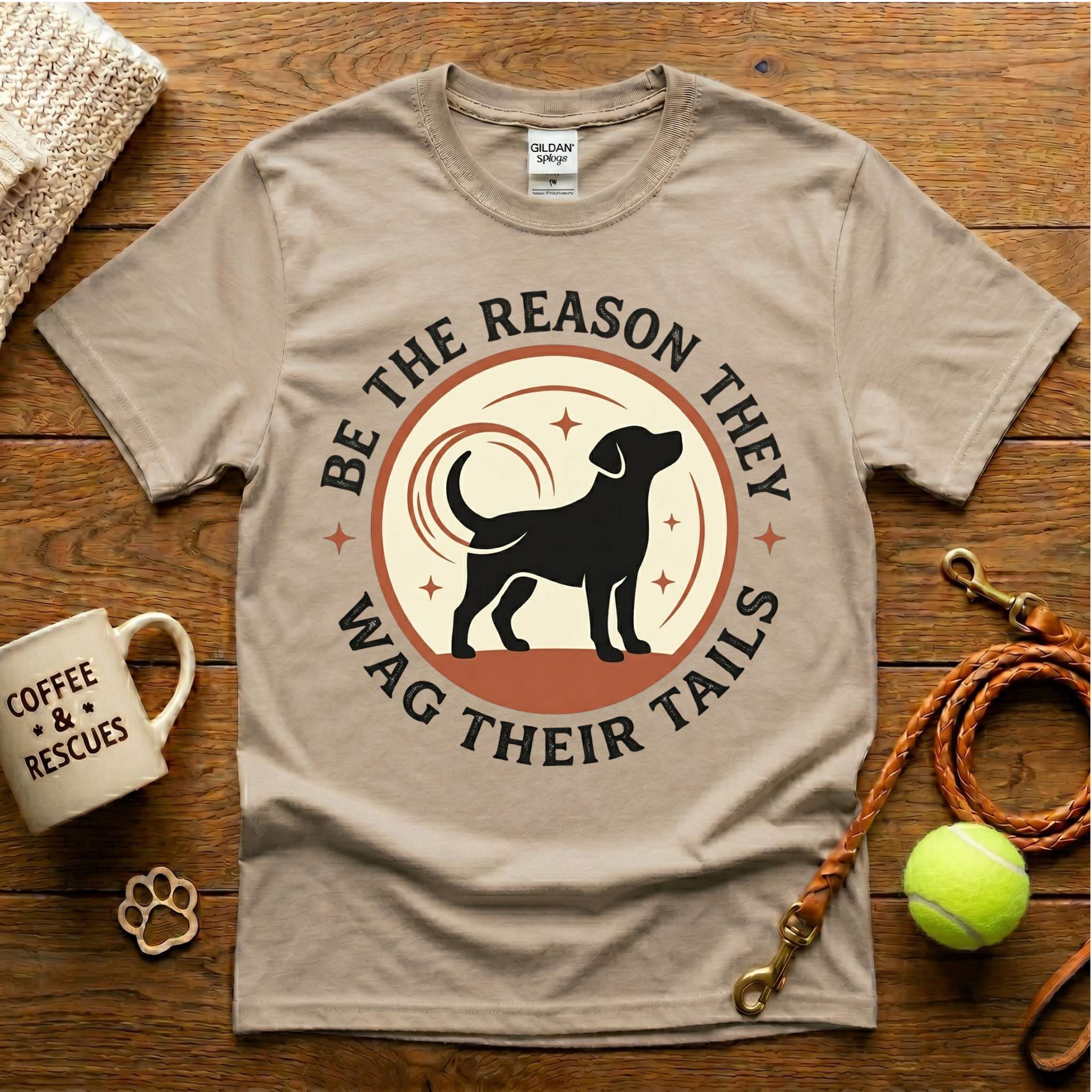 Be The Reason They Wag Their Tails Animal Rescue T-Shirt - Tattoo Badge