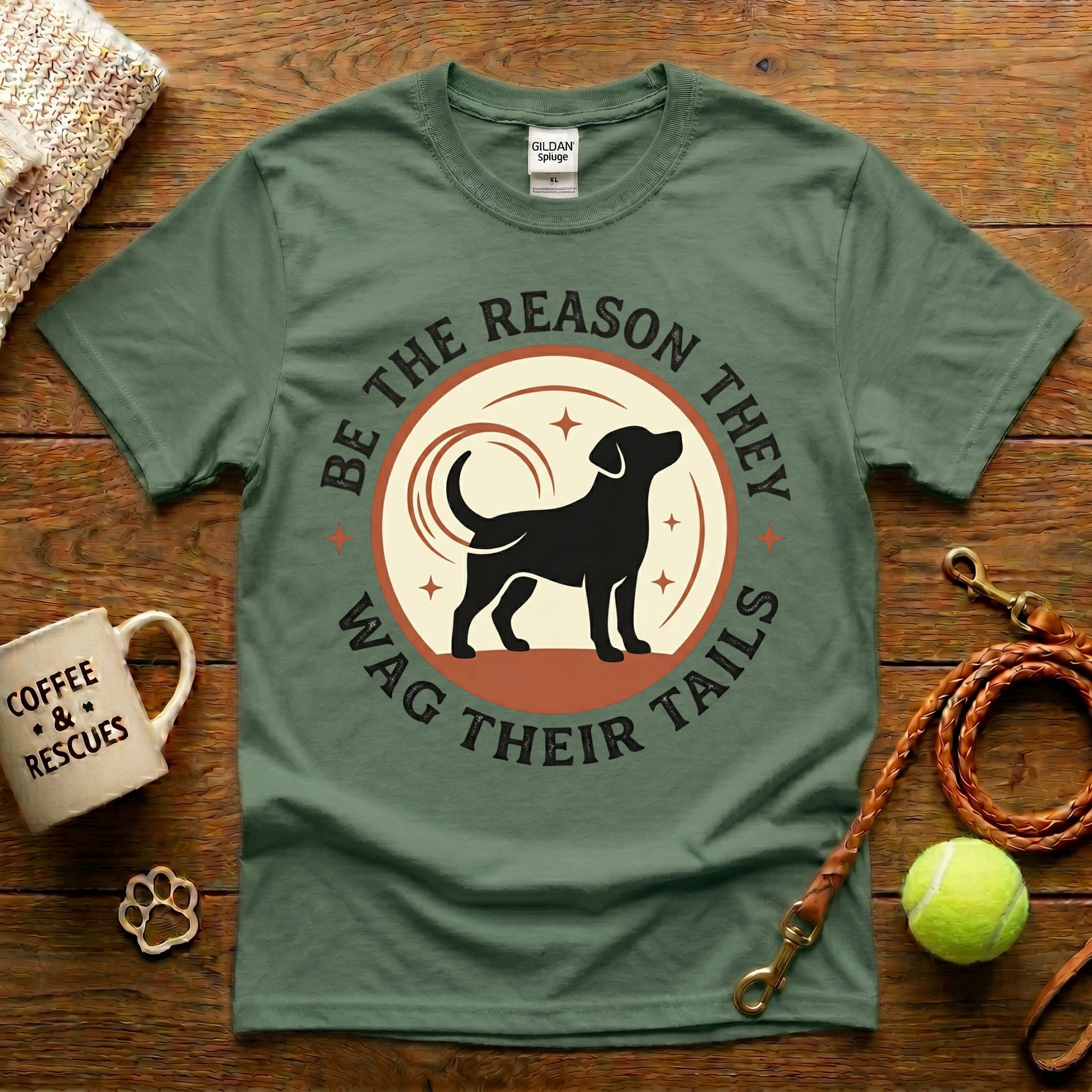 Be The Reason They Wag Their Tails Animal Rescue T-Shirt - Tattoo Badge