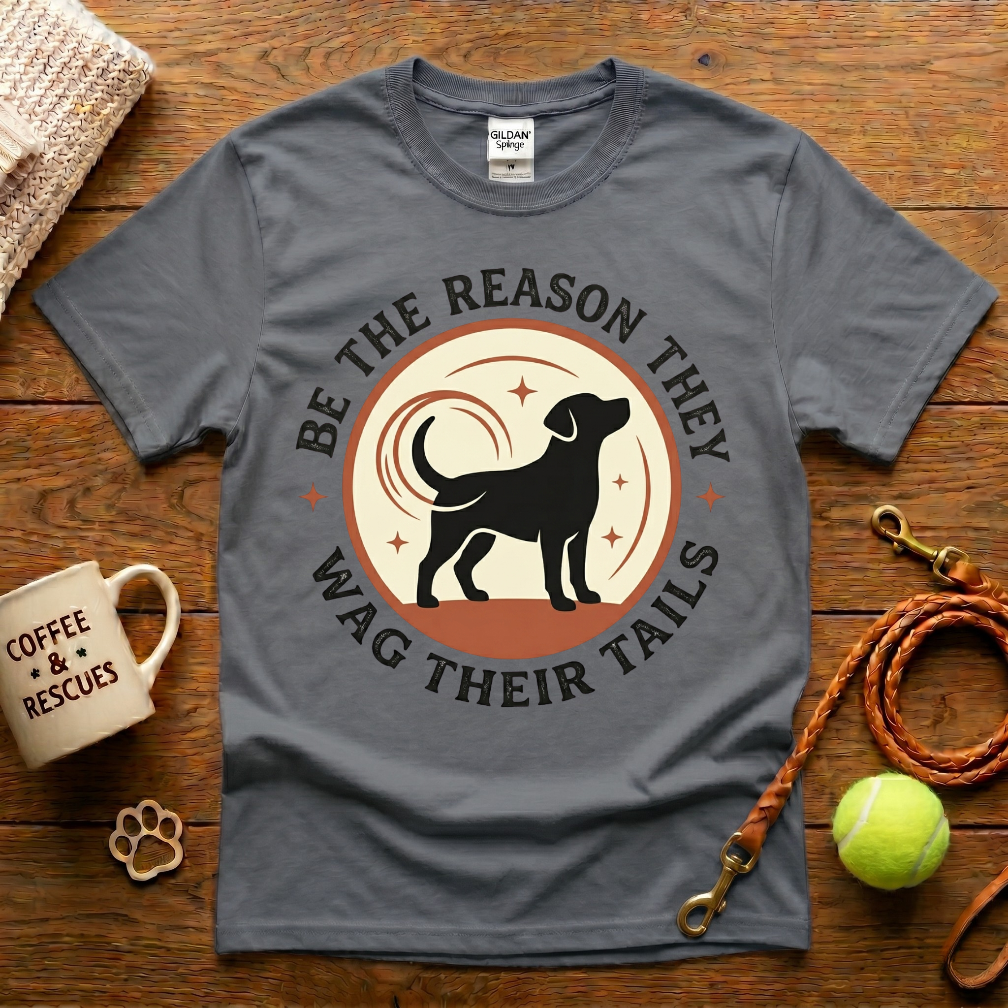 Be The Reason They Wag Their Tails Animal Rescue T-Shirt - Tattoo Badge