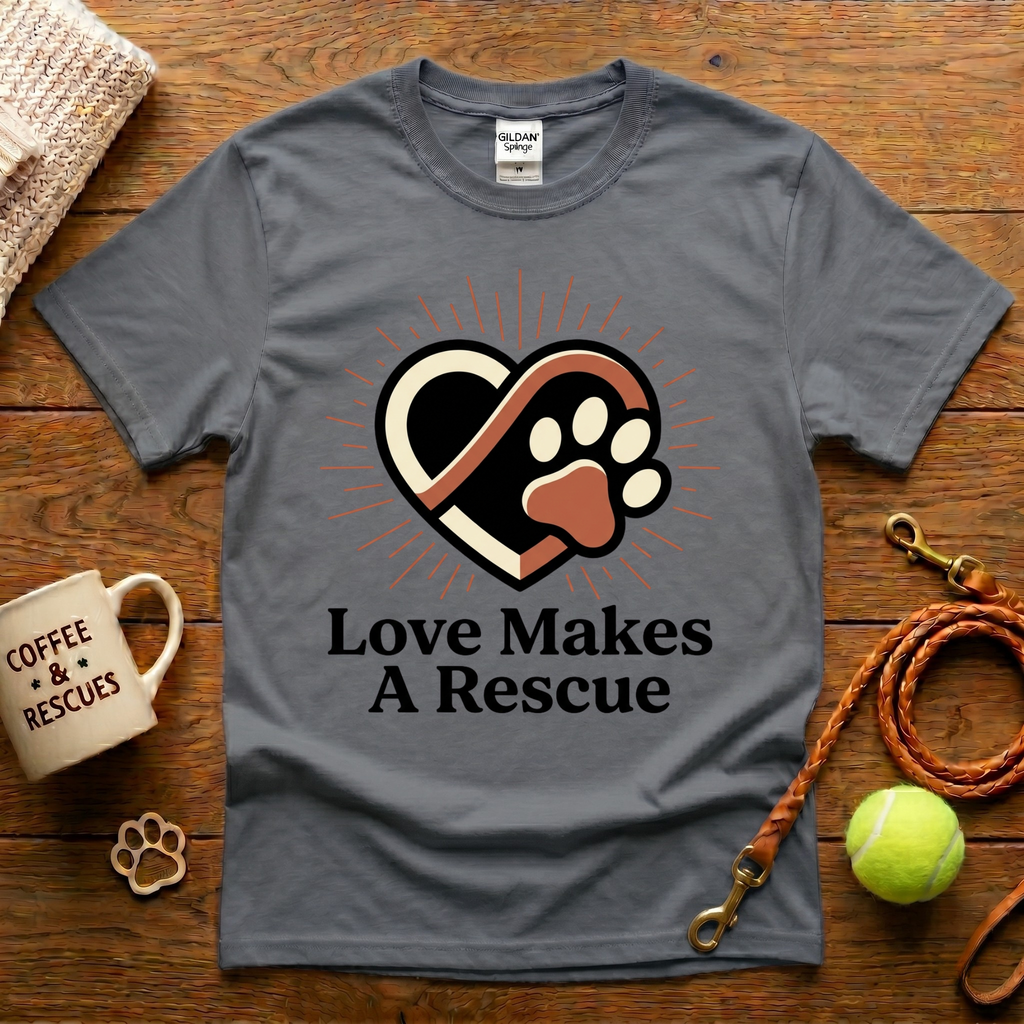 Love Makes A Rescue Animal Rescue T-Shirt - Tattoo Badge