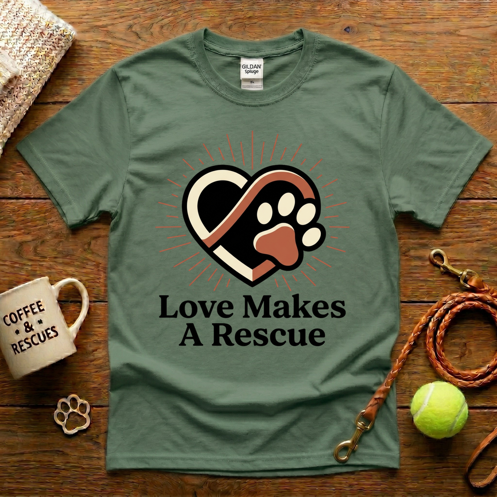 Love Makes A Rescue Animal Rescue T-Shirt - Tattoo Badge