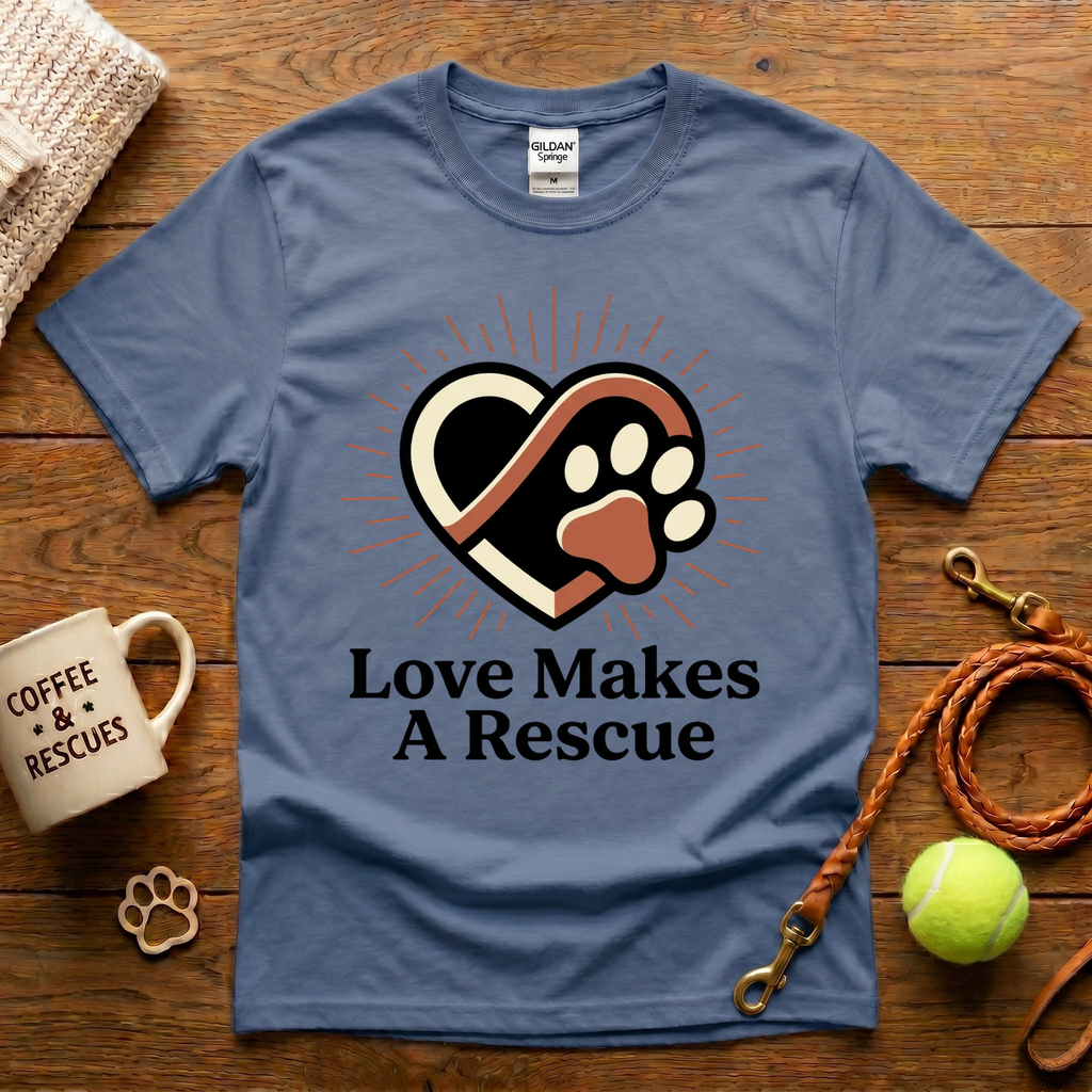 Love Makes A Rescue Animal Rescue T-Shirt - Tattoo Badge