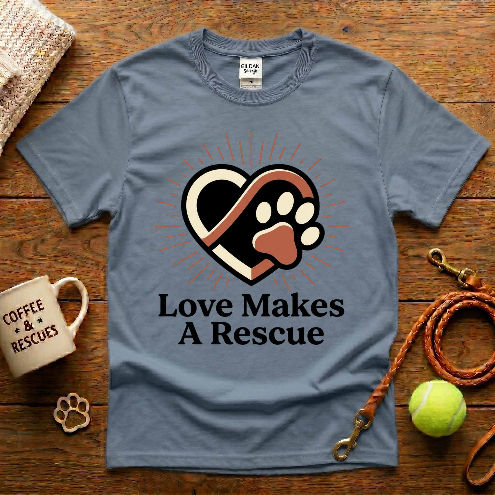 Love Makes A Rescue Animal Rescue T-Shirt - Tattoo Badge