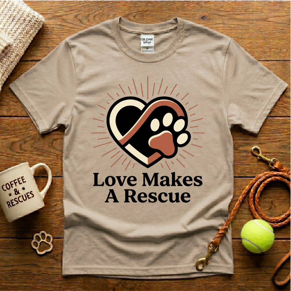 Love Makes A Rescue Animal Rescue T-Shirt - Tattoo Badge