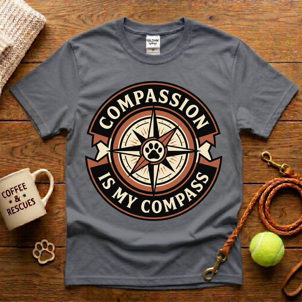 Compassion Is My Compass Animal Rescue T-Shirt - Tattoo Badge
