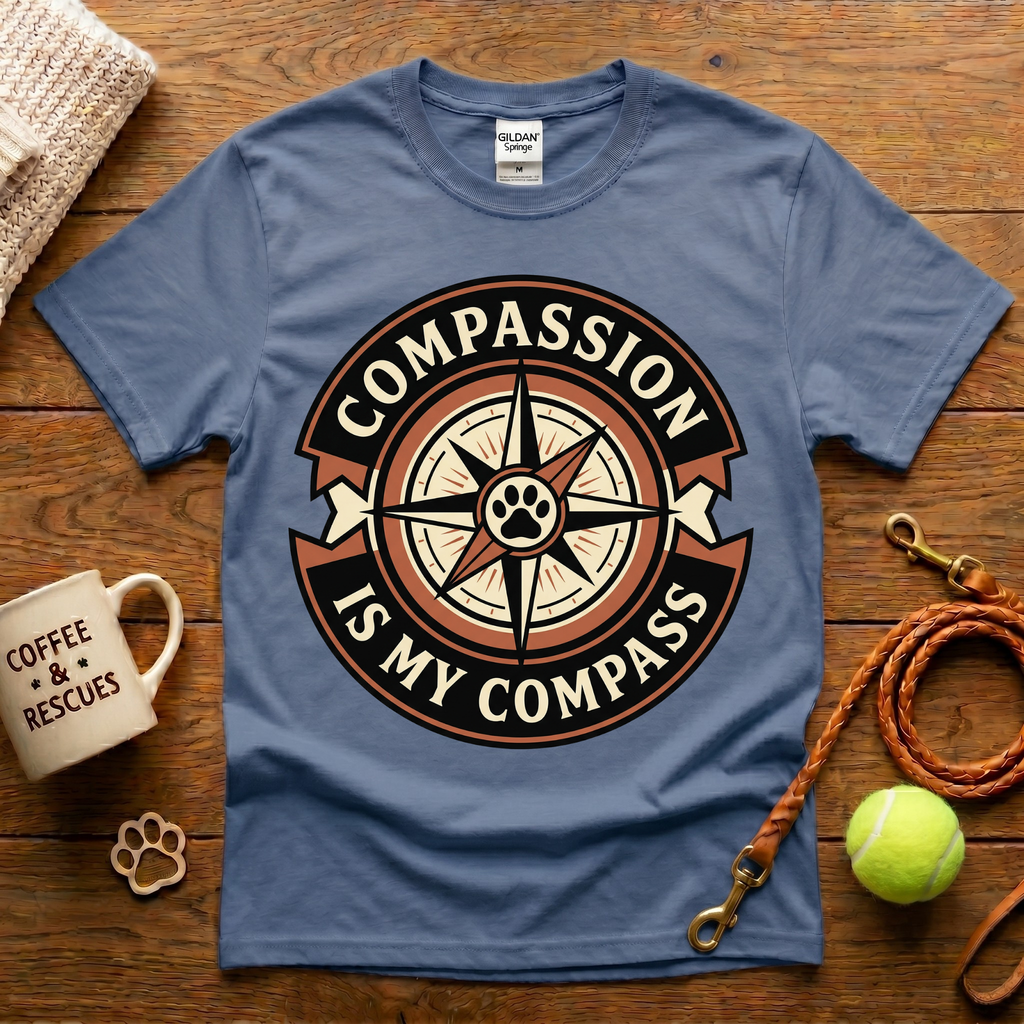 Compassion Is My Compass Animal Rescue T-Shirt - Tattoo Badge