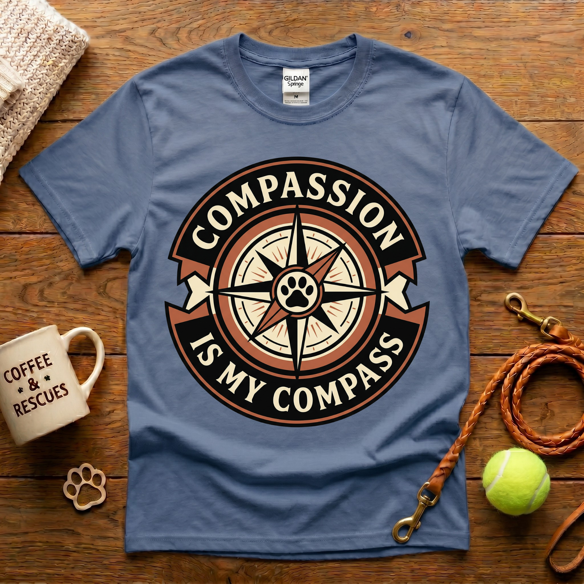 Compassion Is My Compass Animal Rescue T-Shirt - Tattoo Badge