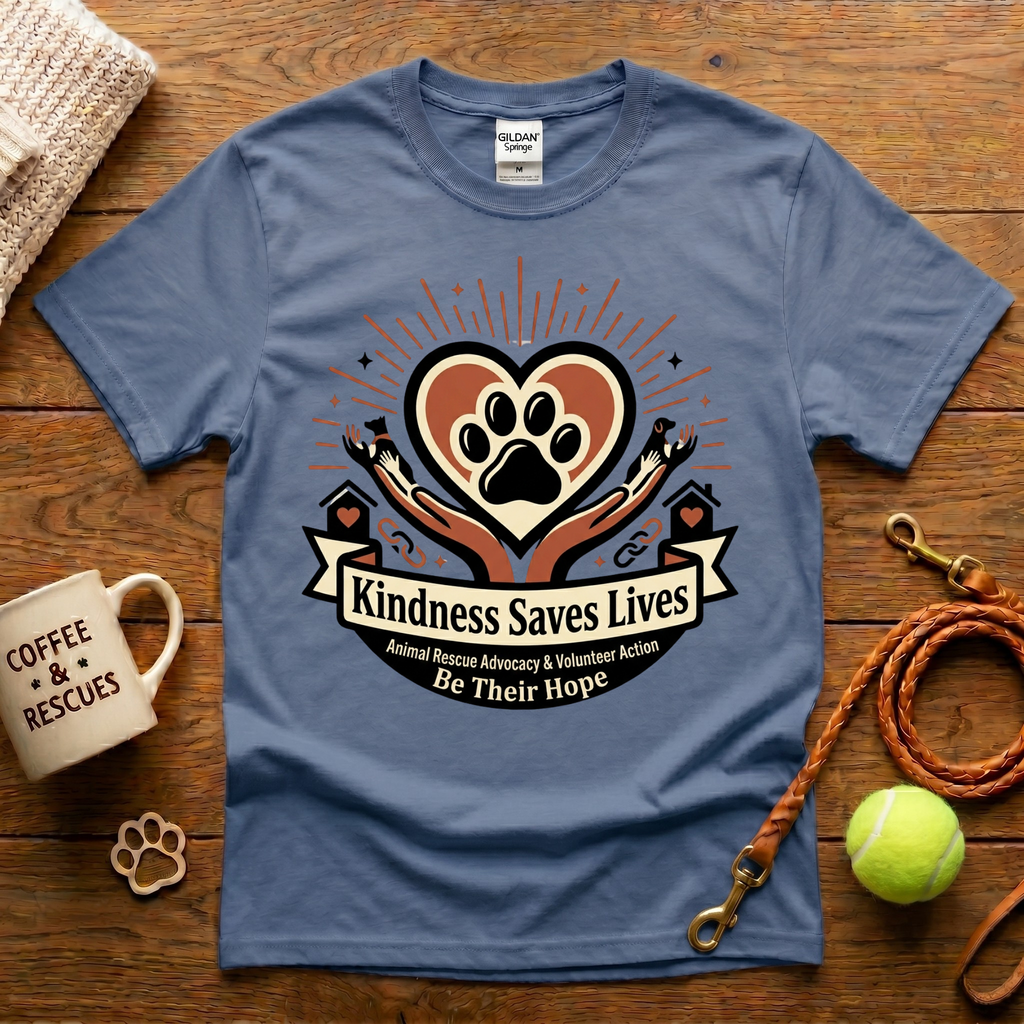 Kindness Saves Lives Animal Rescue T-Shirt - Tattoo Badge
