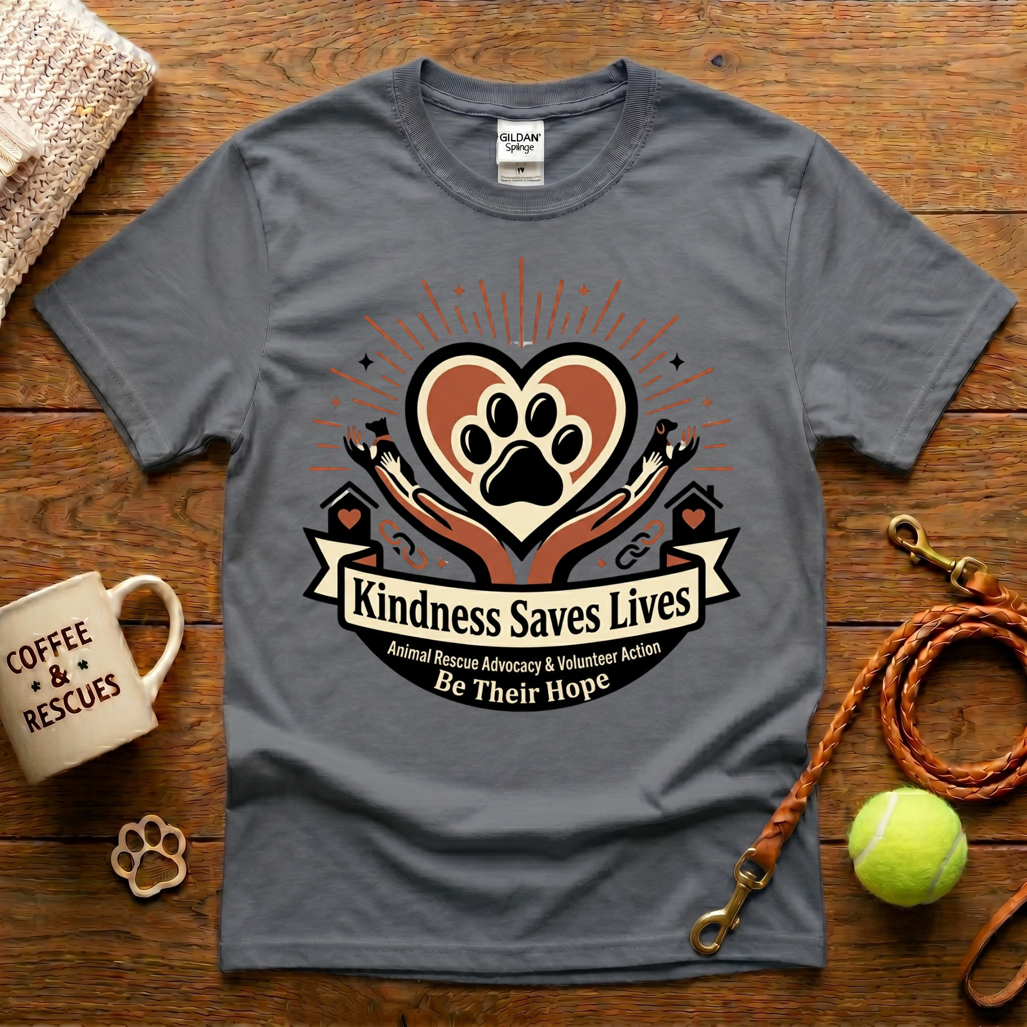 Kindness Saves Lives Animal Rescue T-Shirt - Tattoo Badge