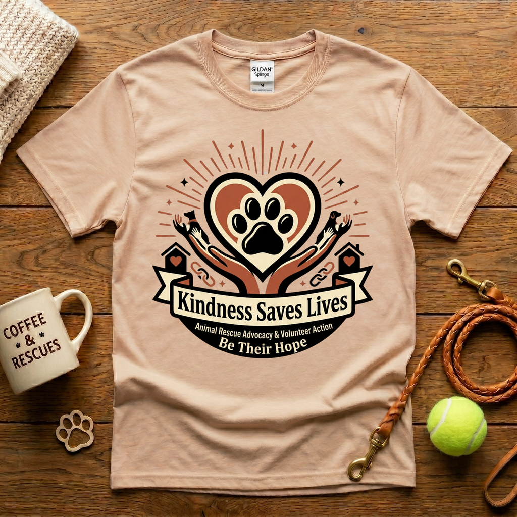 Kindness Saves Lives Animal Rescue T-Shirt - Tattoo Badge