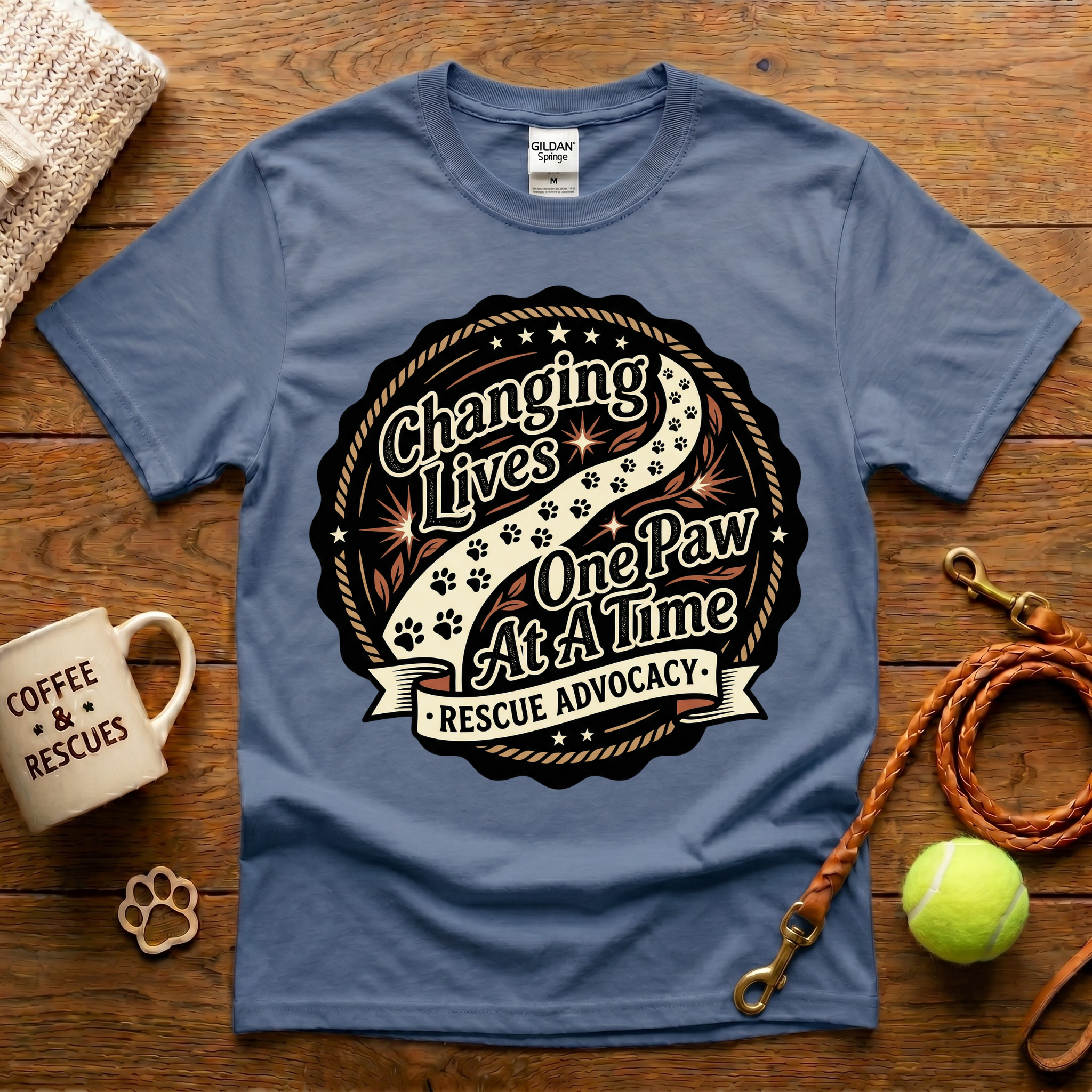 Changing Lives One Paw At A Time Animal Rescue T-Shirt - Tattoo Badge