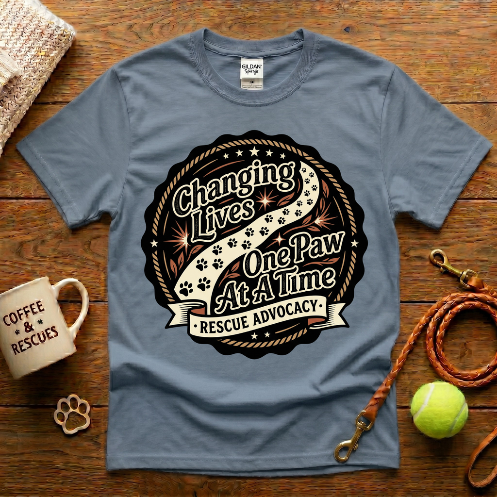 Changing Lives One Paw At A Time Animal Rescue T-Shirt - Tattoo Badge