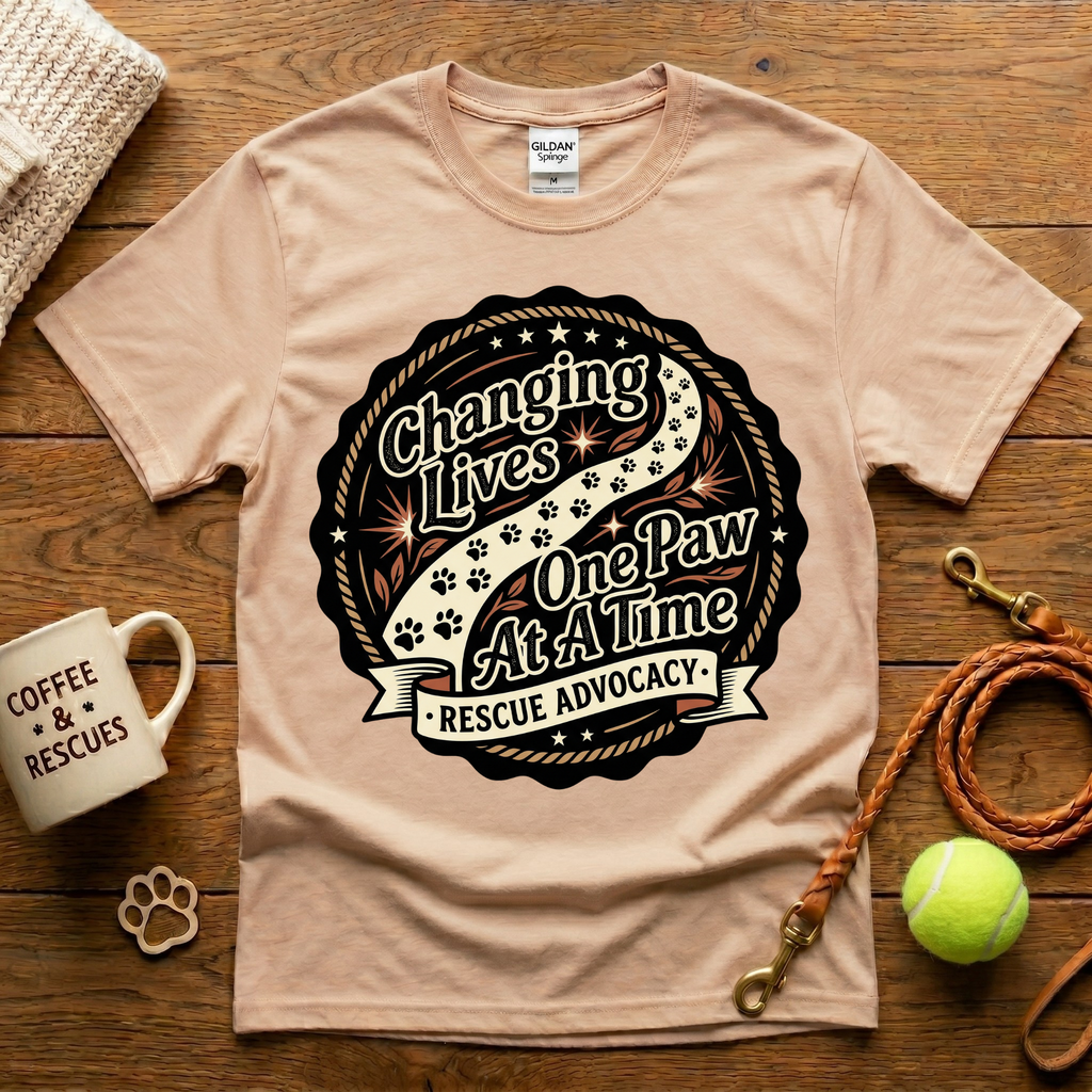 Changing Lives One Paw At A Time Animal Rescue T-Shirt - Tattoo Badge
