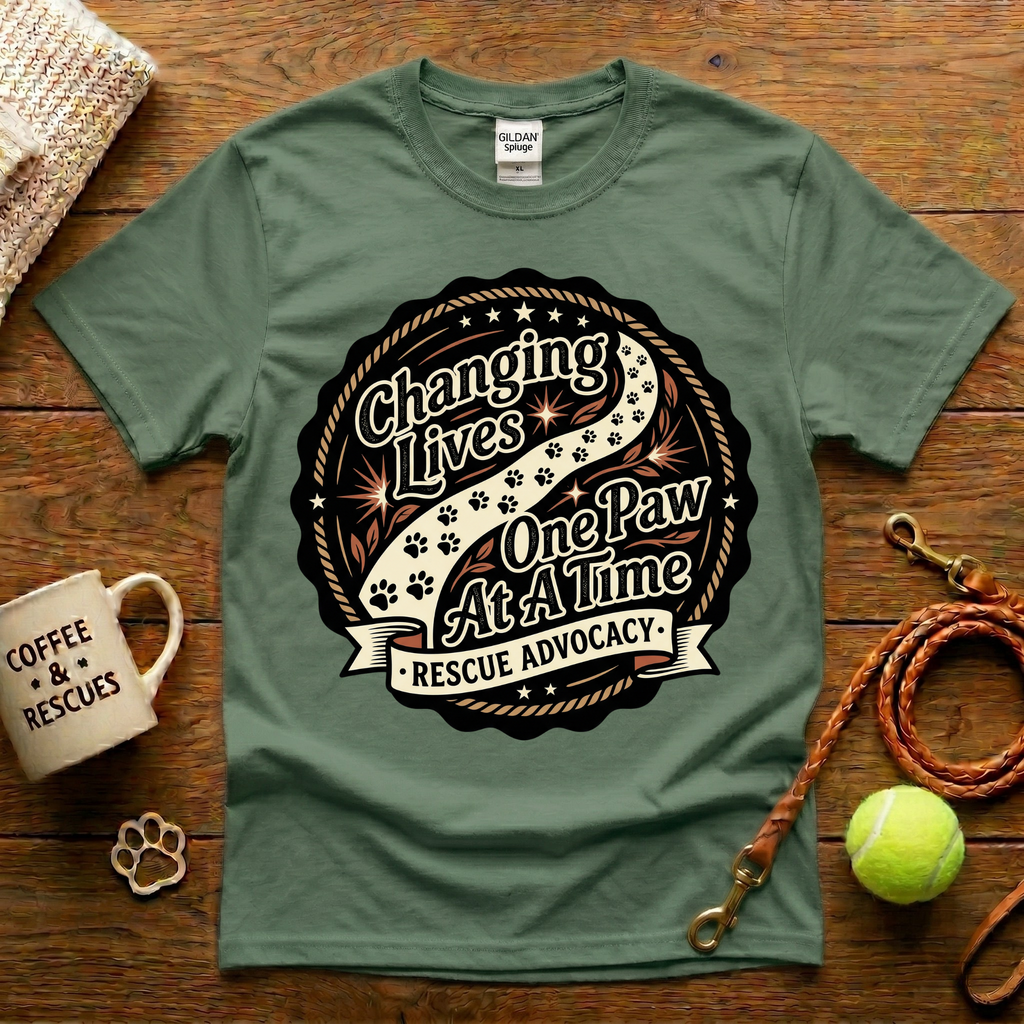 Changing Lives One Paw At A Time Animal Rescue T-Shirt - Tattoo Badge