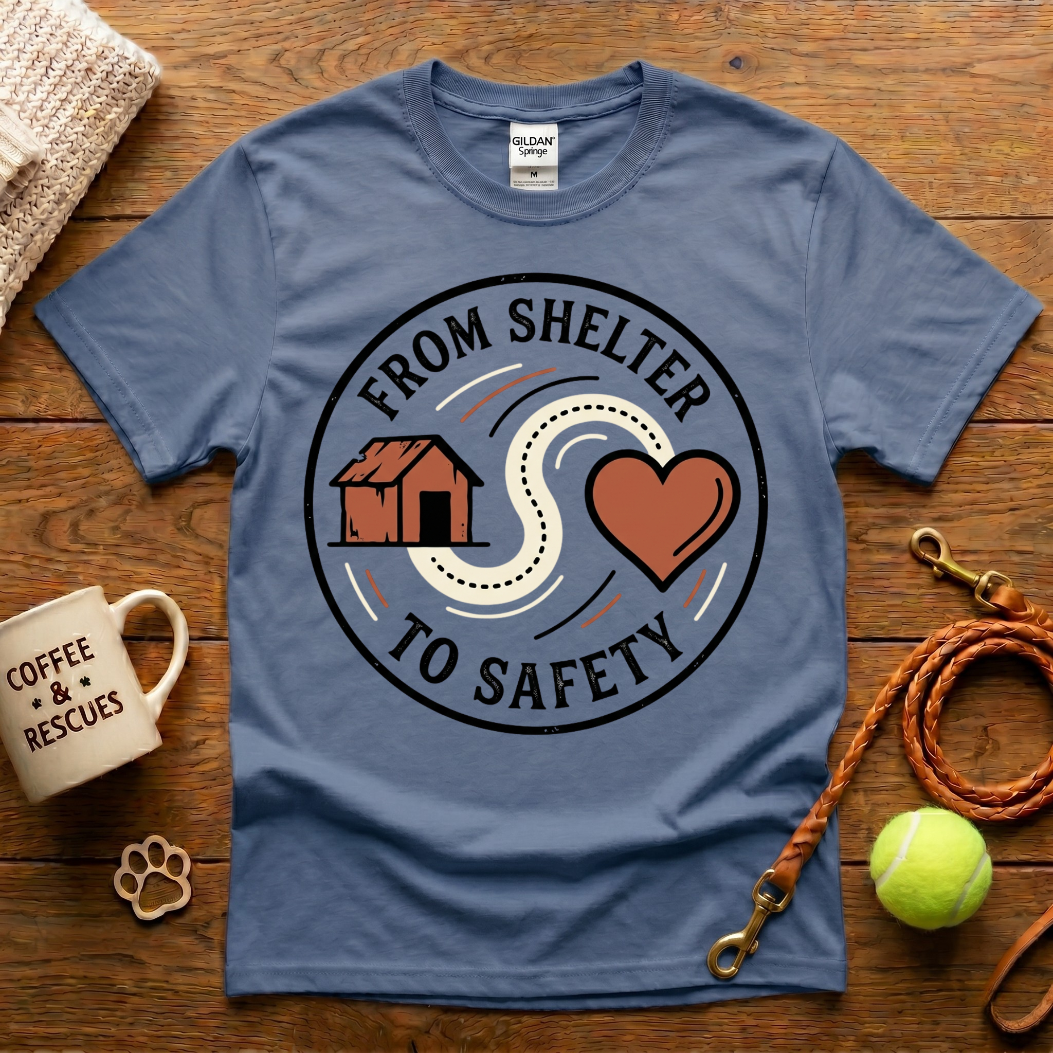From Shelter To Safety Animal Recue T-Shirt - Tattoo Badge