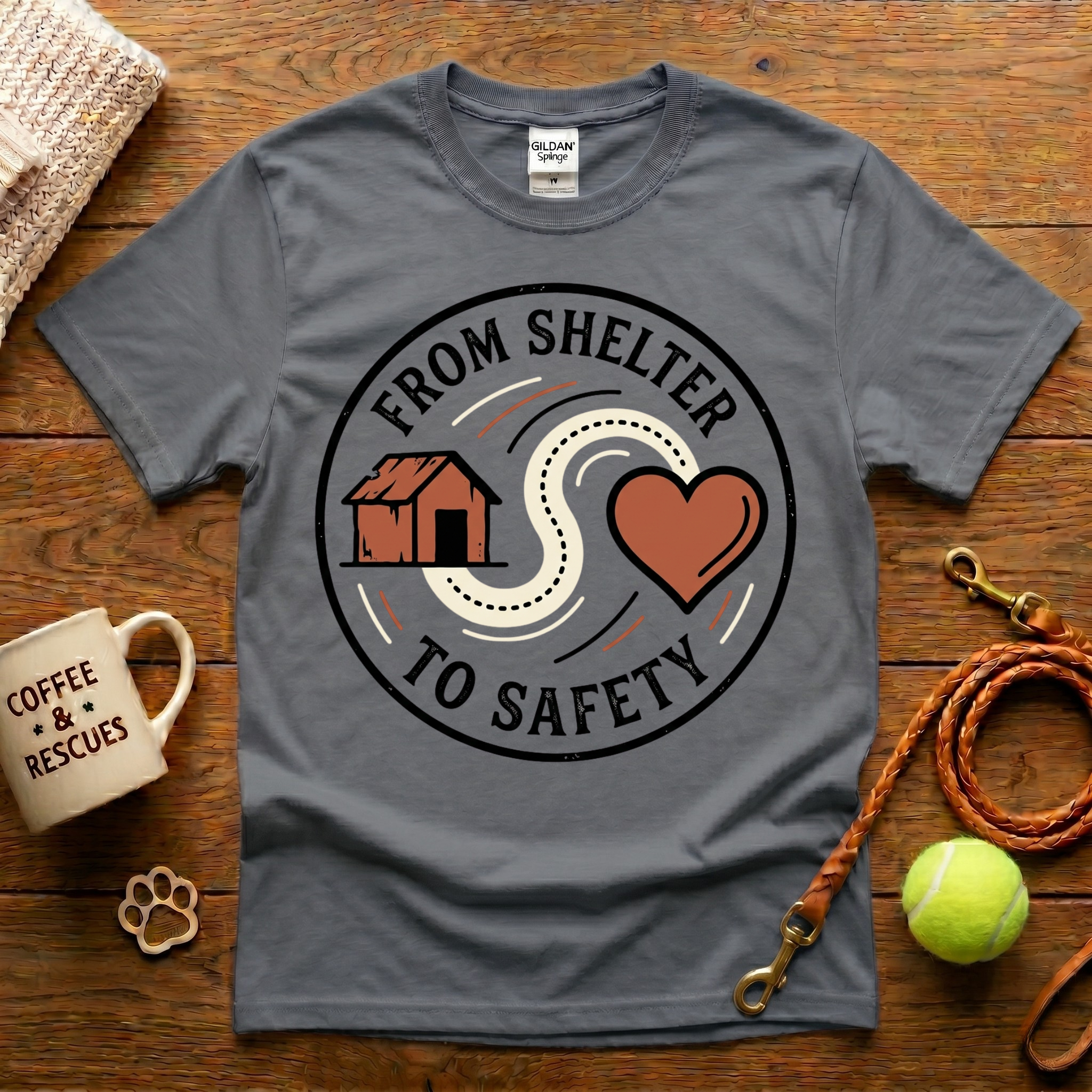 From Shelter To Safety Animal Recue T-Shirt - Tattoo Badge