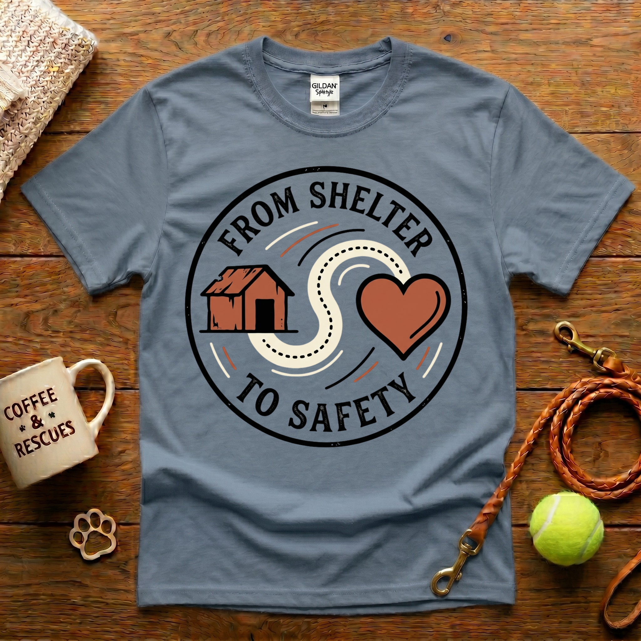 From Shelter To Safety Animal Recue T-Shirt - Tattoo Badge
