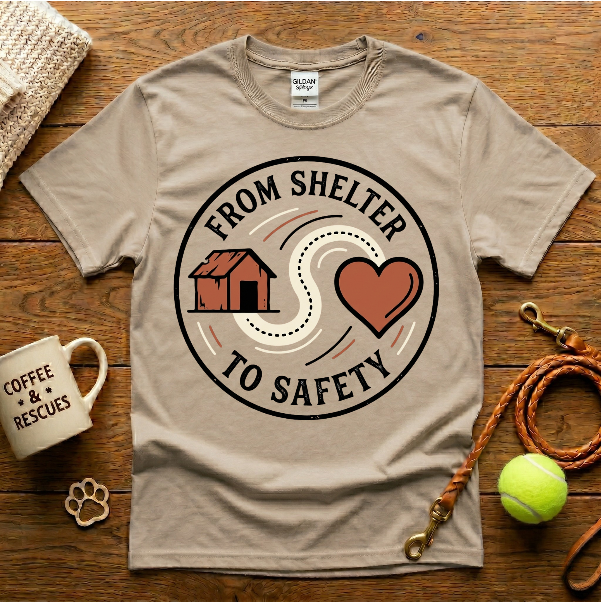 From Shelter To Safety Animal Recue T-Shirt - Tattoo Badge